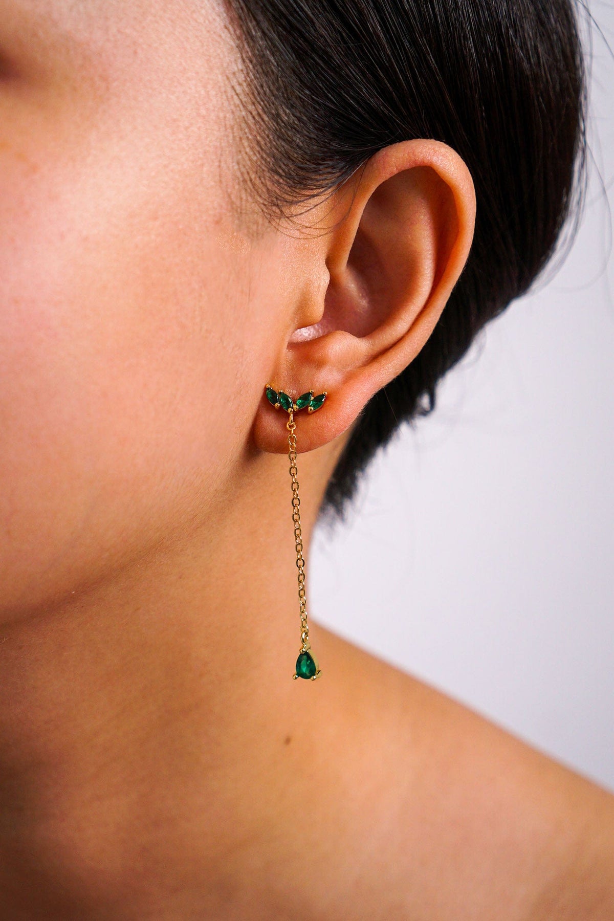 DCD EARRINGS Green Water Drop Tassel Earrings