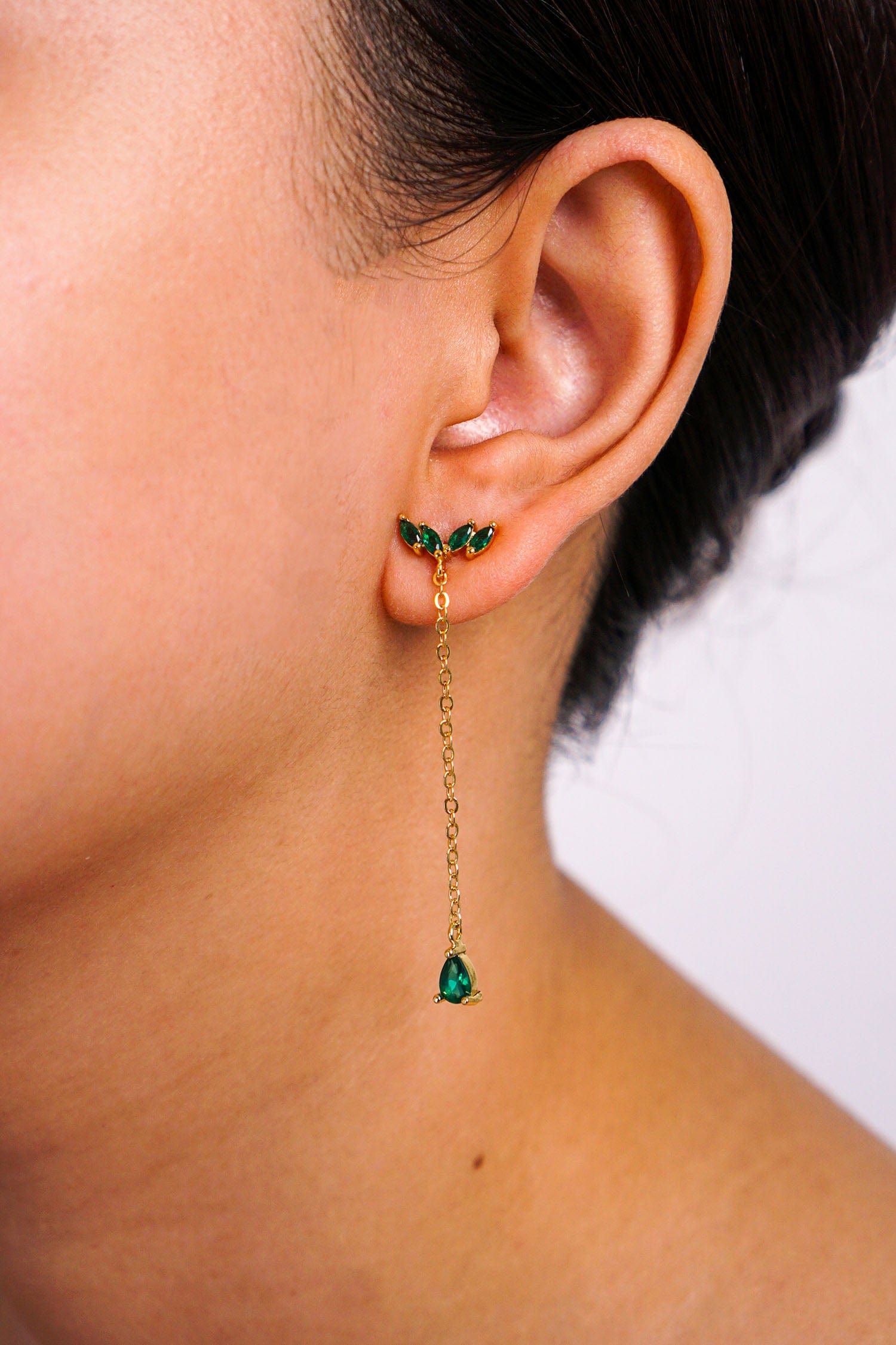 DCD EARRINGS Green Water Drop Tassel Earrings