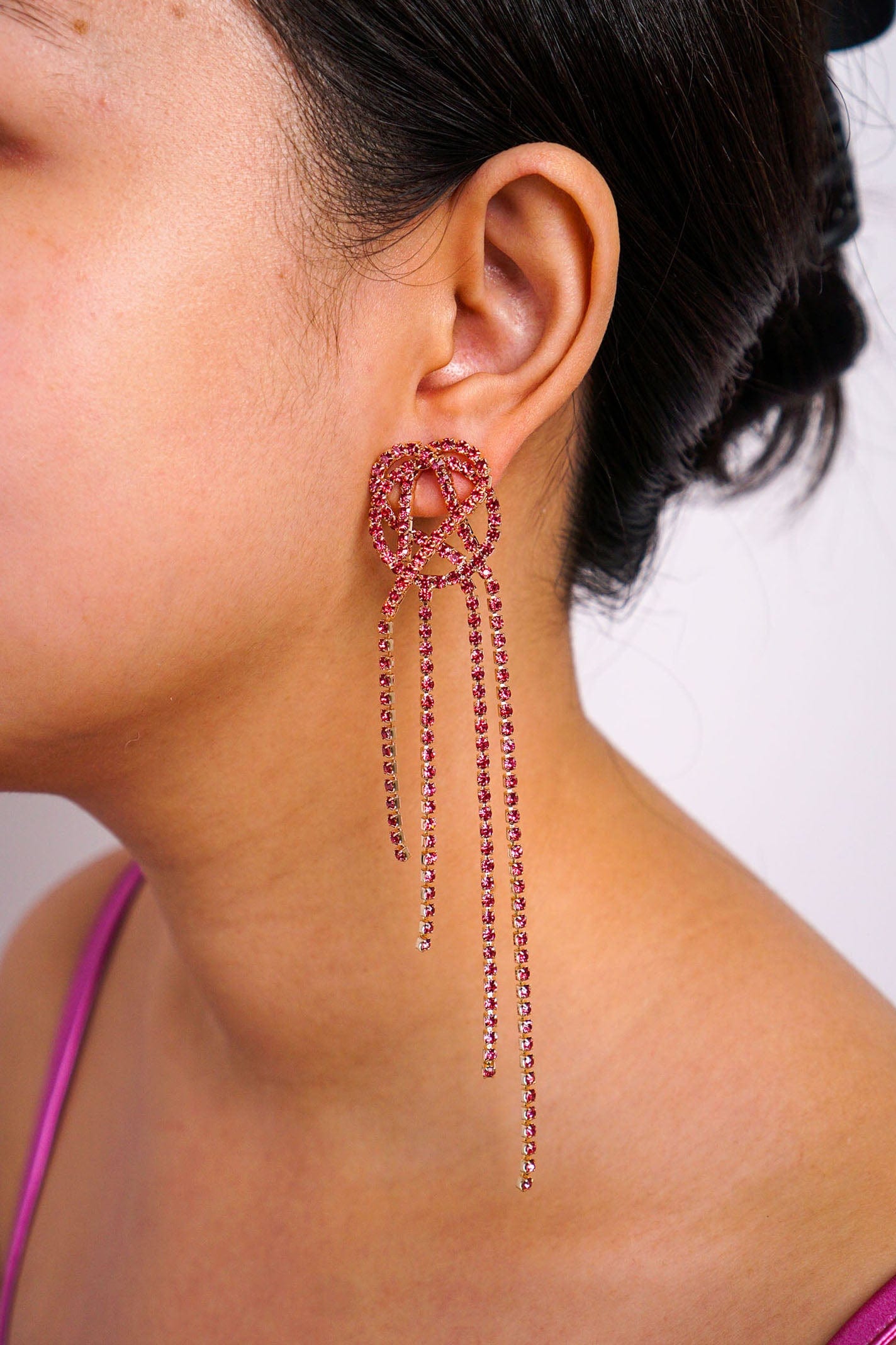 DCD EARRINGS Pink Diamond Tassel Earrings