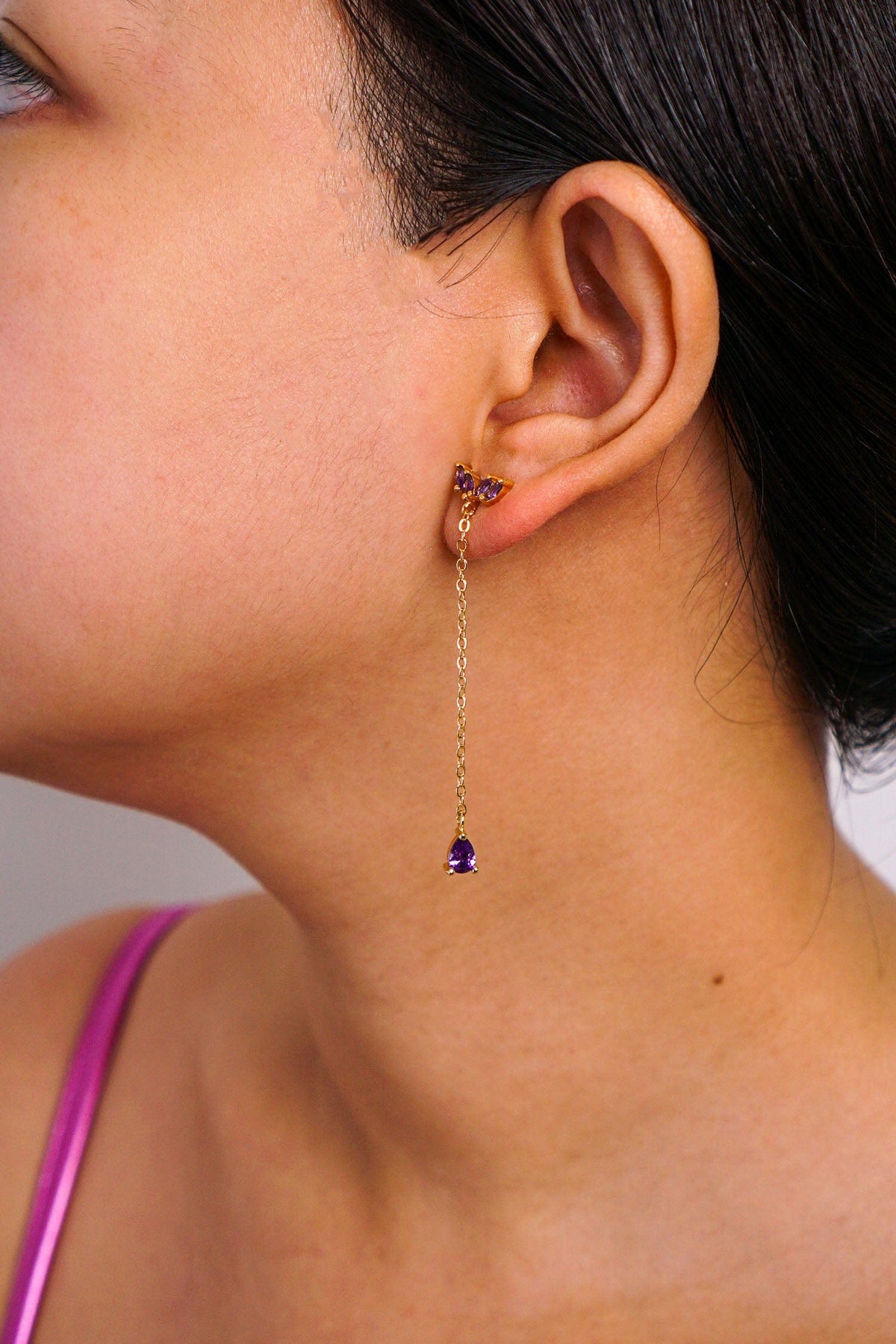 DCD EARRINGS Purple Water Drop Tassel Earrings