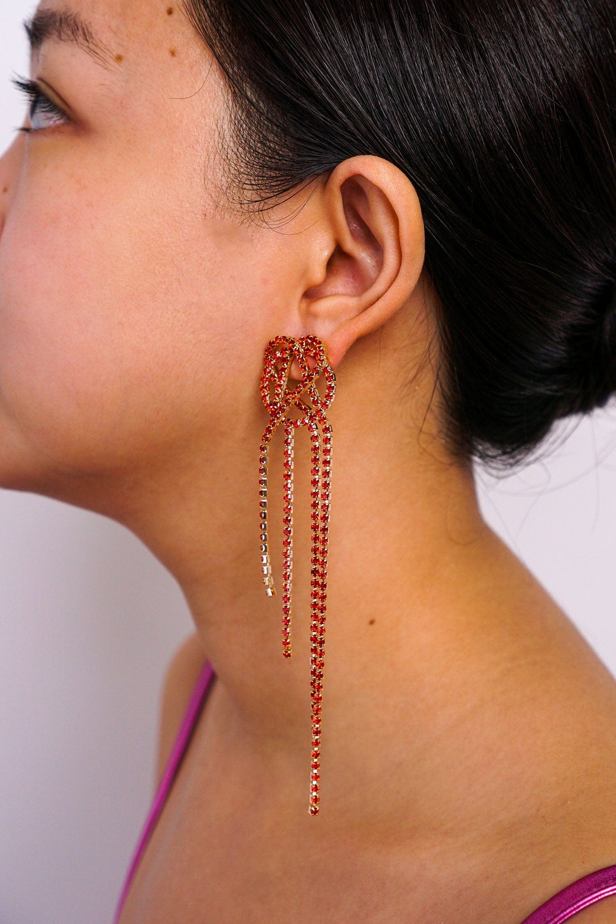 DCD EARRINGS Red Diamond Crystal Tassel Earrings