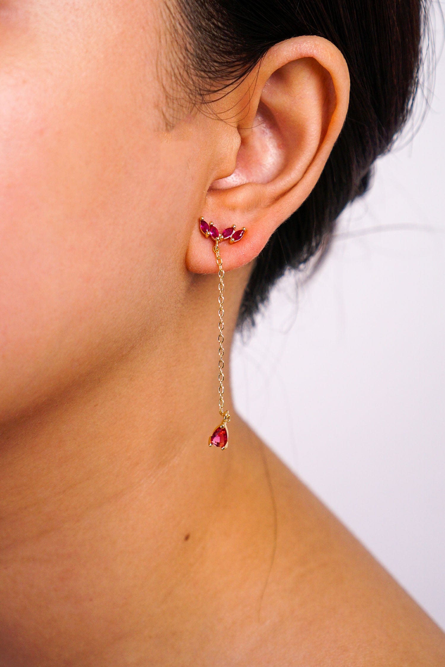 DCD EARRINGS Rose Red Water Drop Tassel Earrings