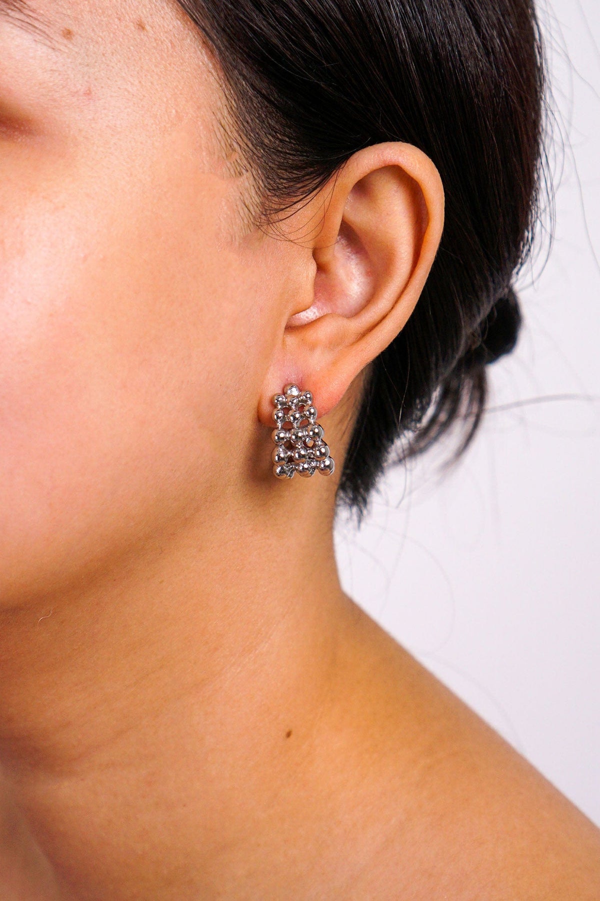 DCD EARRINGS Silver Geometric Mini Hoop Earrings