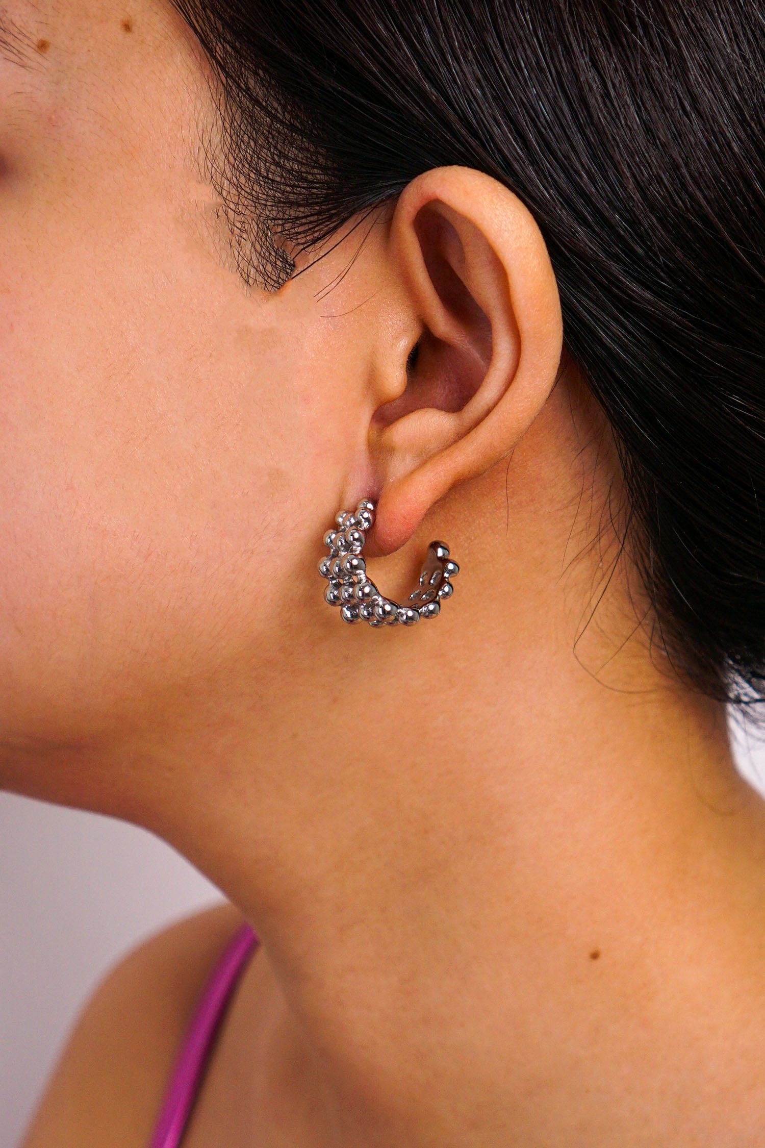 DCD EARRINGS Silver Geometric Mini Hoop Earrings
