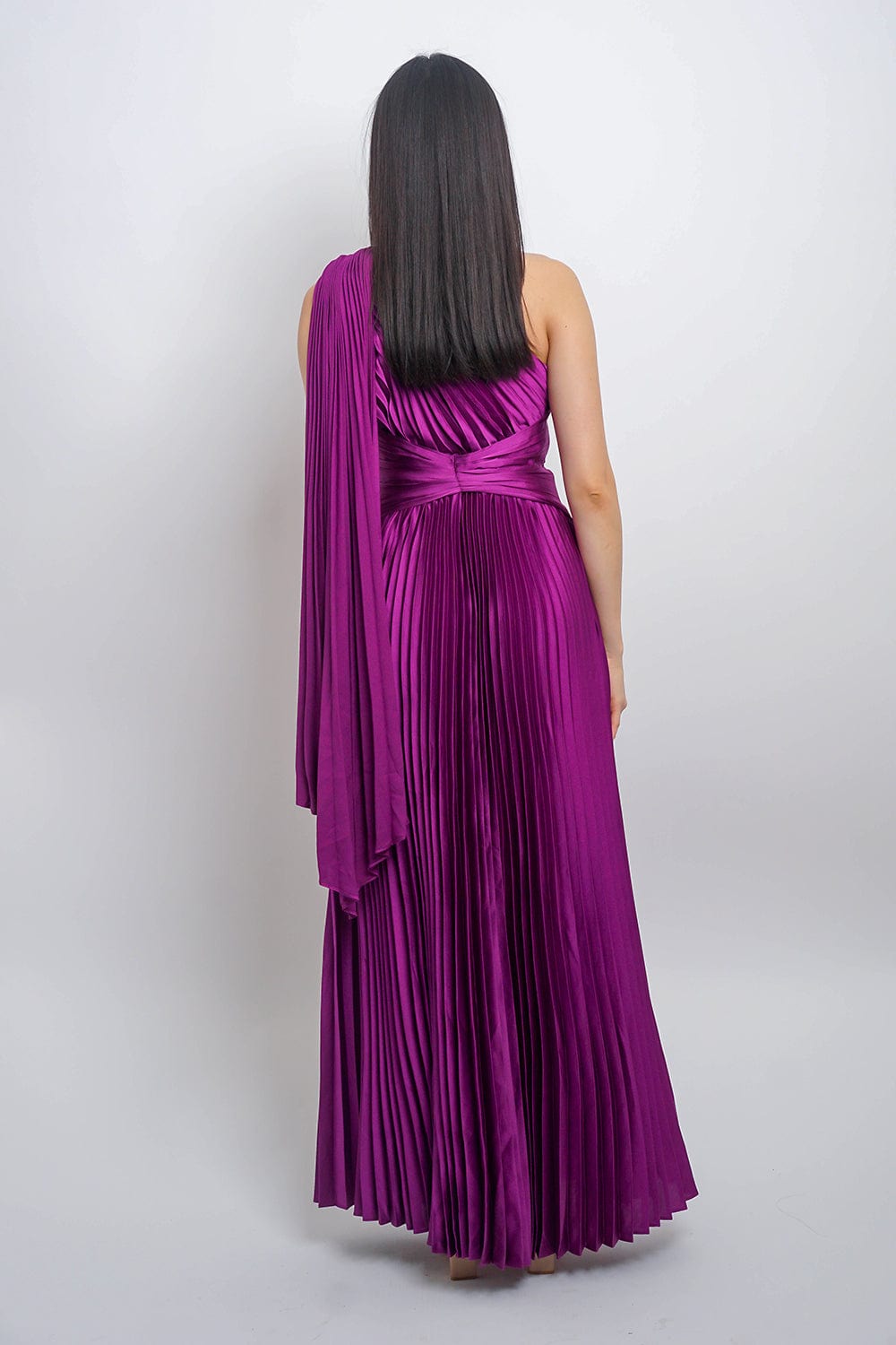 DCD Gown Orchid One Shl Pleats W/sleeve Gown