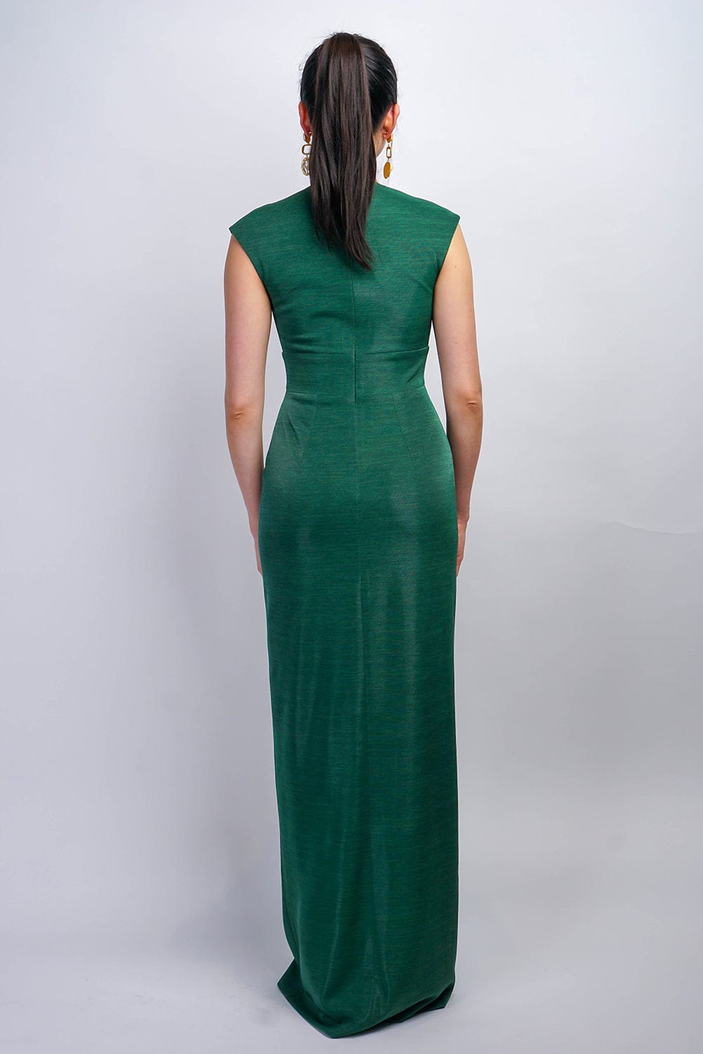 Chloe Dao GOWNS Emerald Green Luxe V Neck Aiden Gown