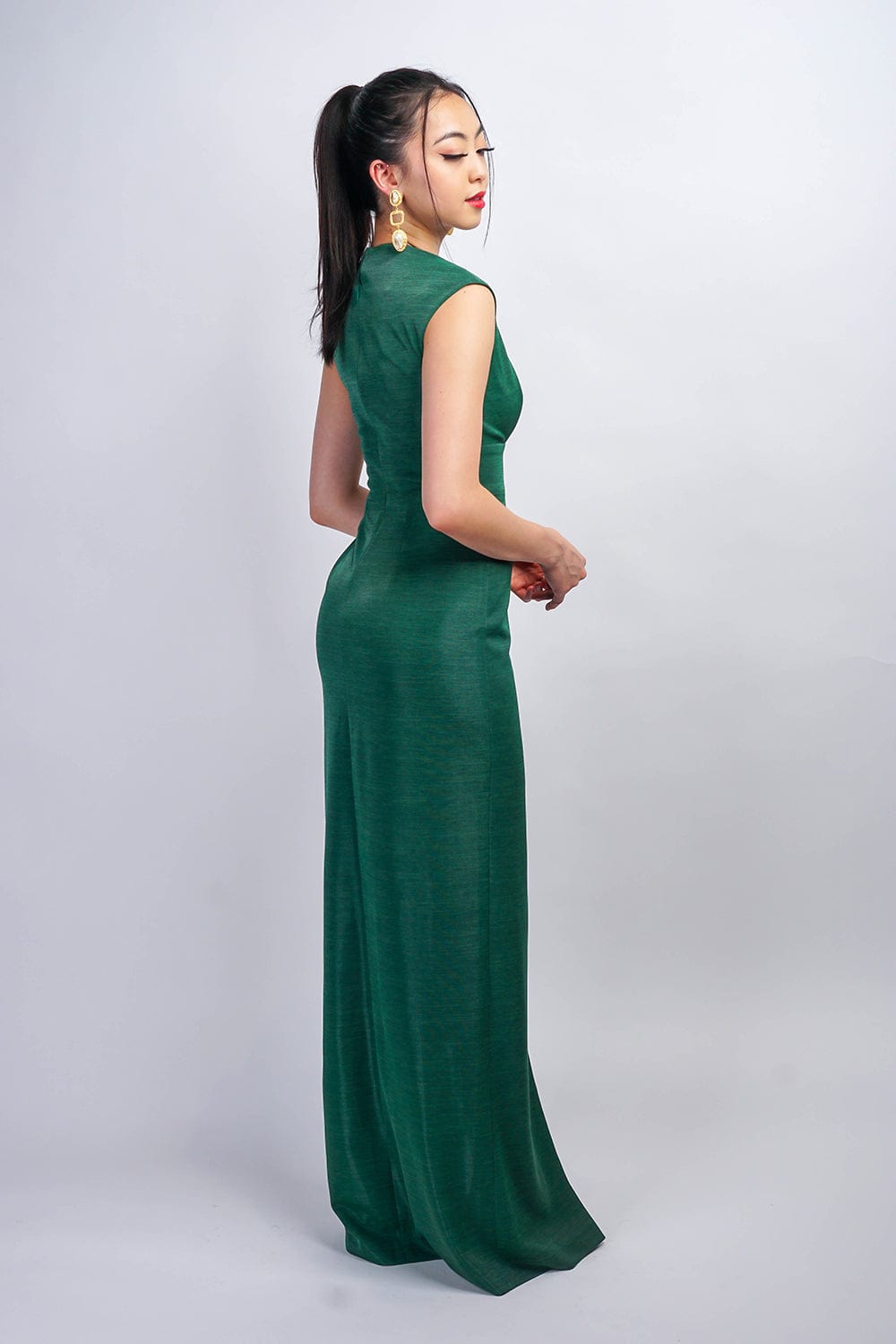 Chloe Dao GOWNS Emerald Green Luxe V Neck Aiden Gown