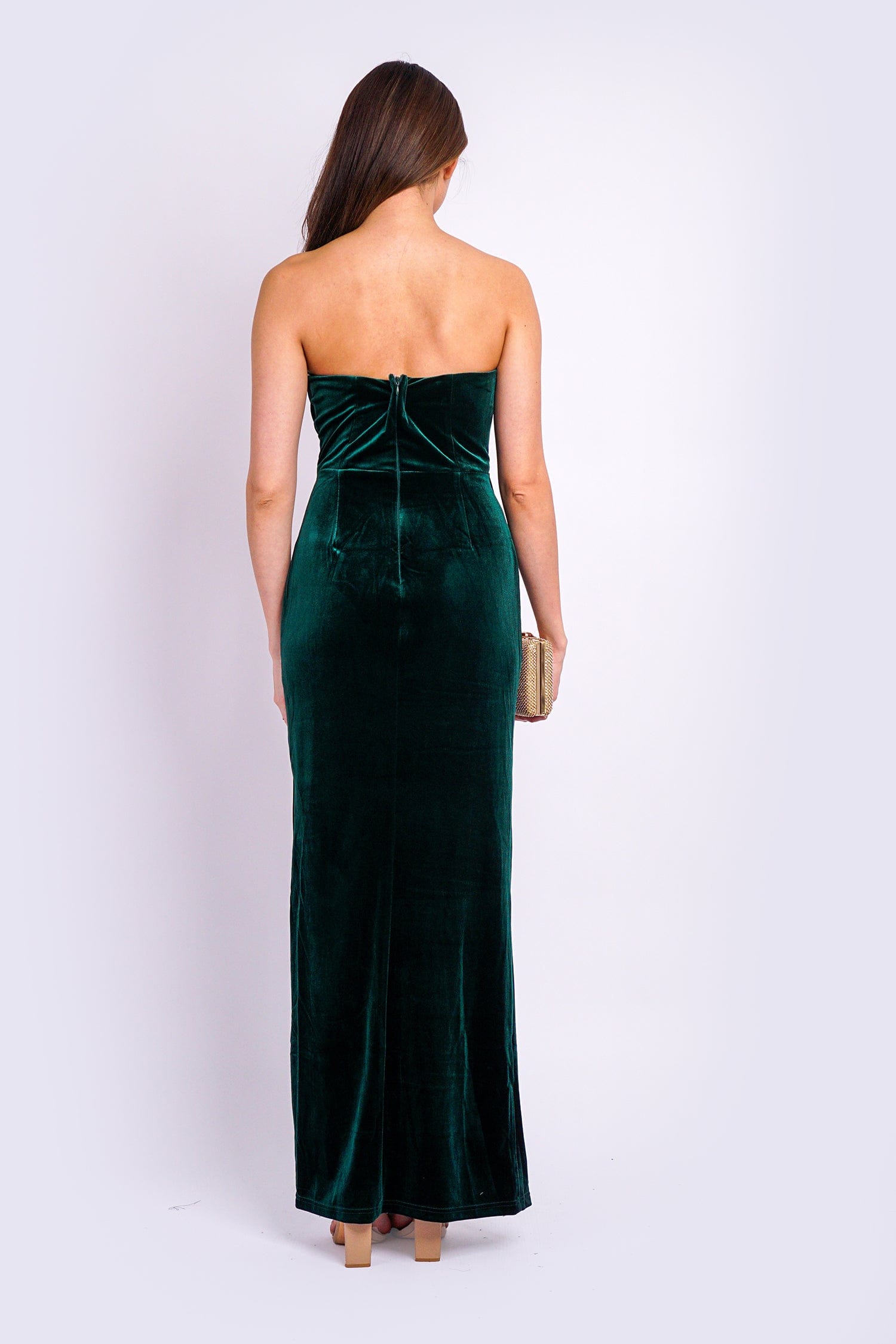 DCD GOWNS Emerald Strapless Sweetheart Velvet Gown