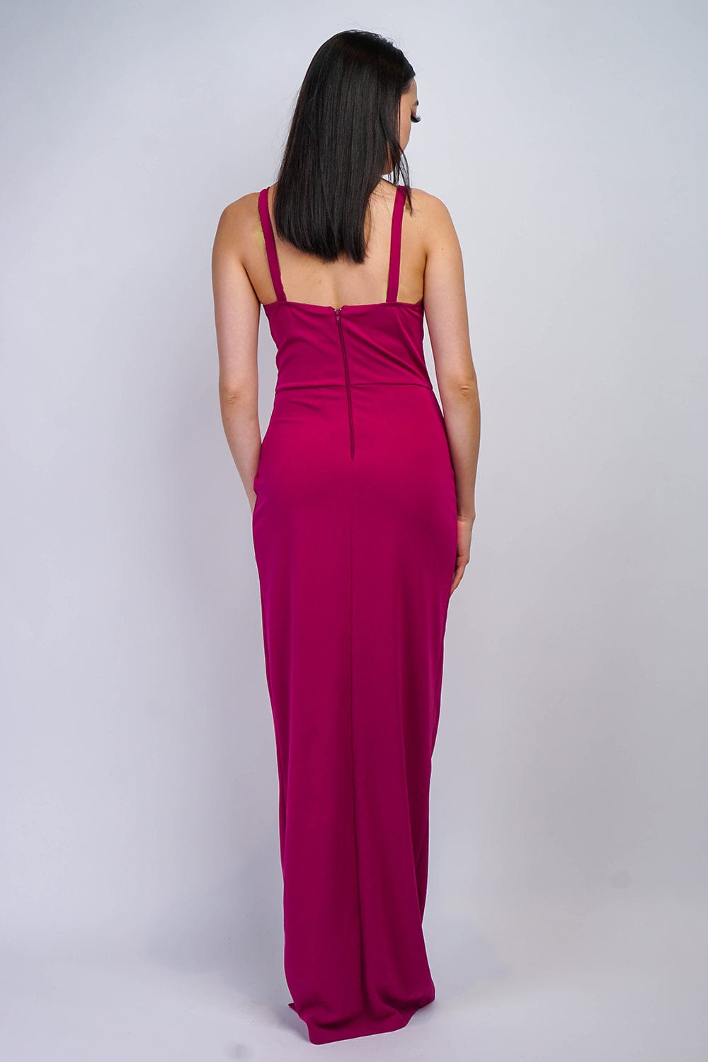 DCD GOWNS Magenta Bustier Side Drape Gown