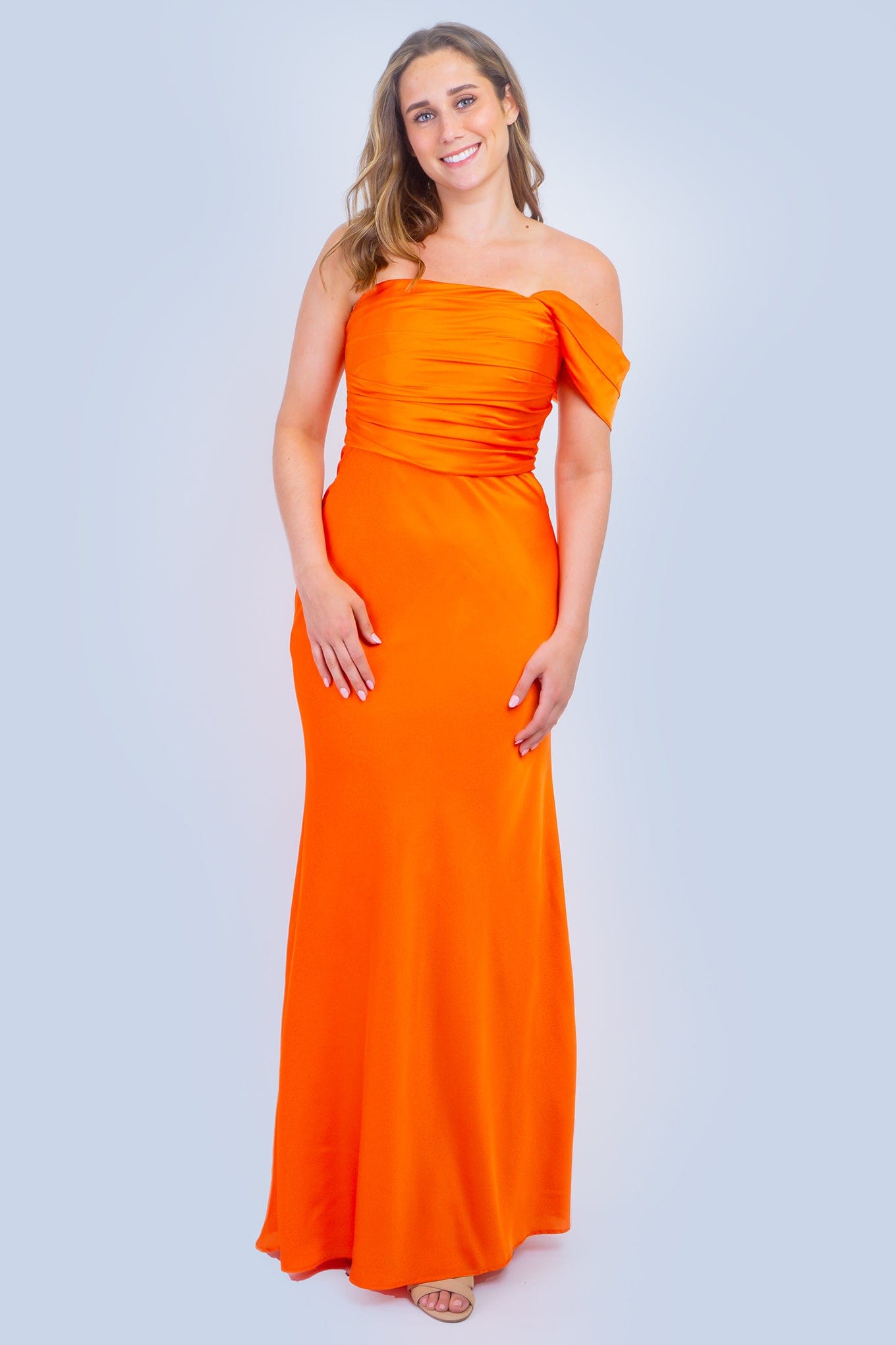 DCD GOWNS Orange One Strap Gown