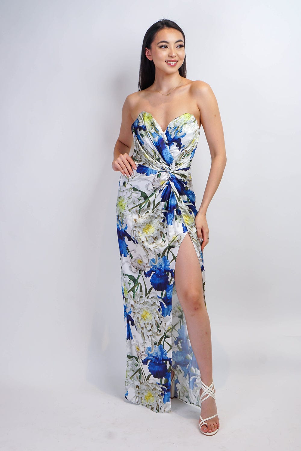 DCD GOWNS White Multi Strapless Sweetheart Gown