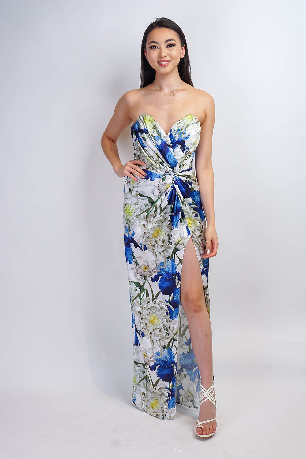 DCD GOWNS White Multi Strapless Sweetheart Gown