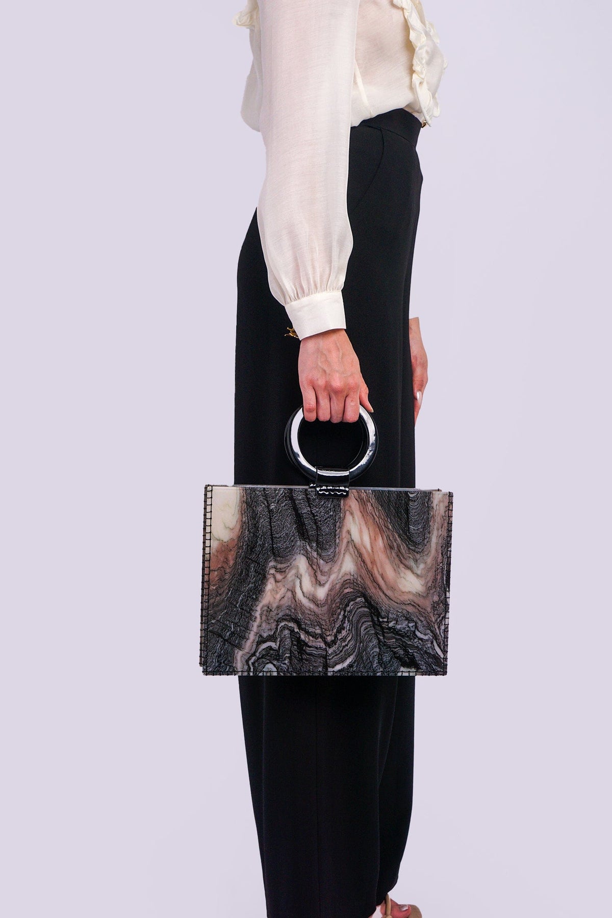 DCD HANDBAGS 1 Brown Black Beige Marble Bag