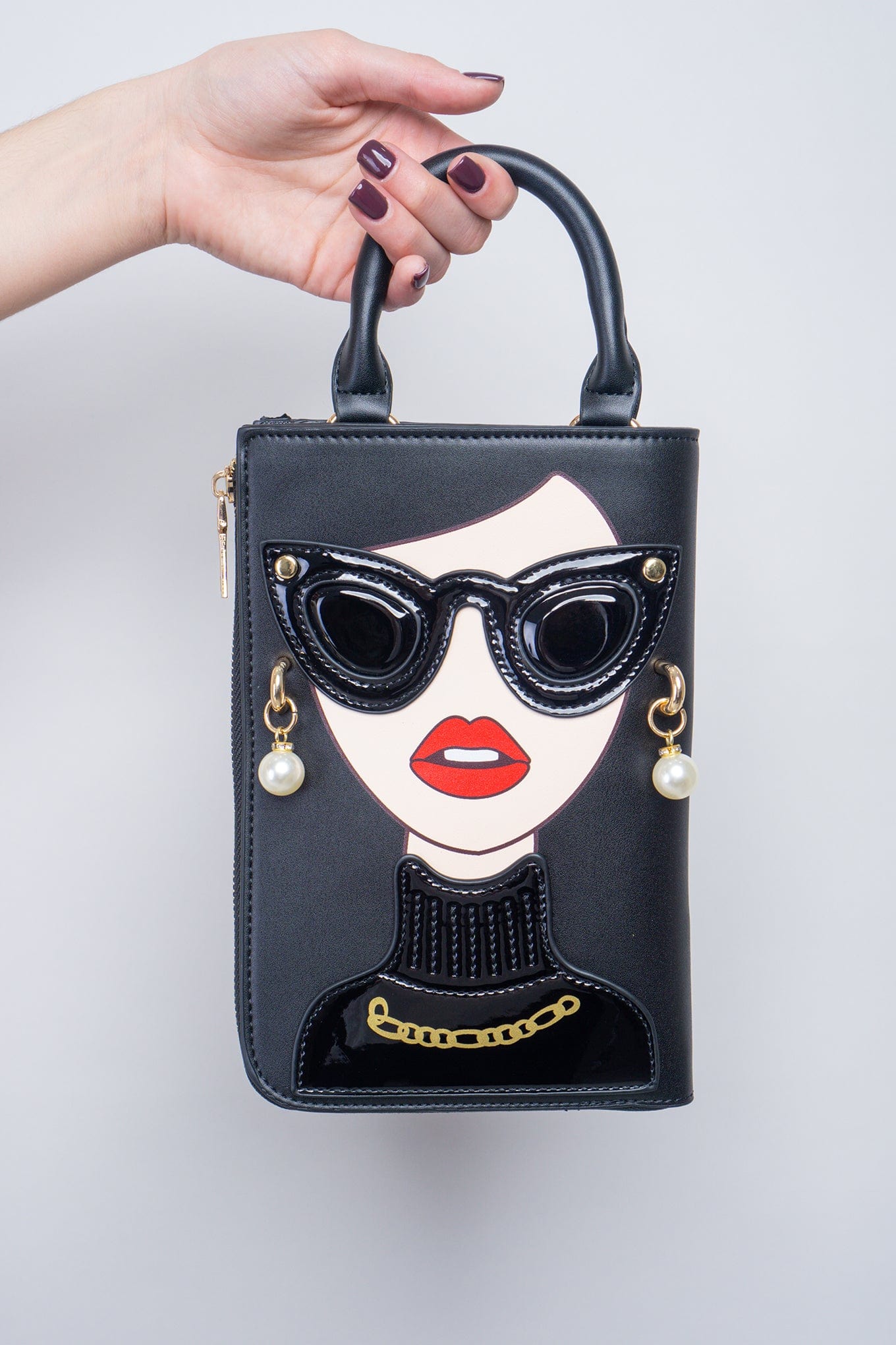 DCD HANDBAGS Black Fashion Girl Pearl Handbag
