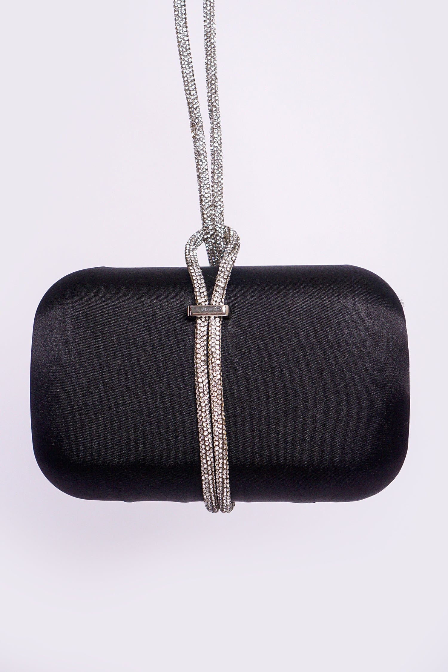 Snake-Trimmed Small Knot Clutch Gray