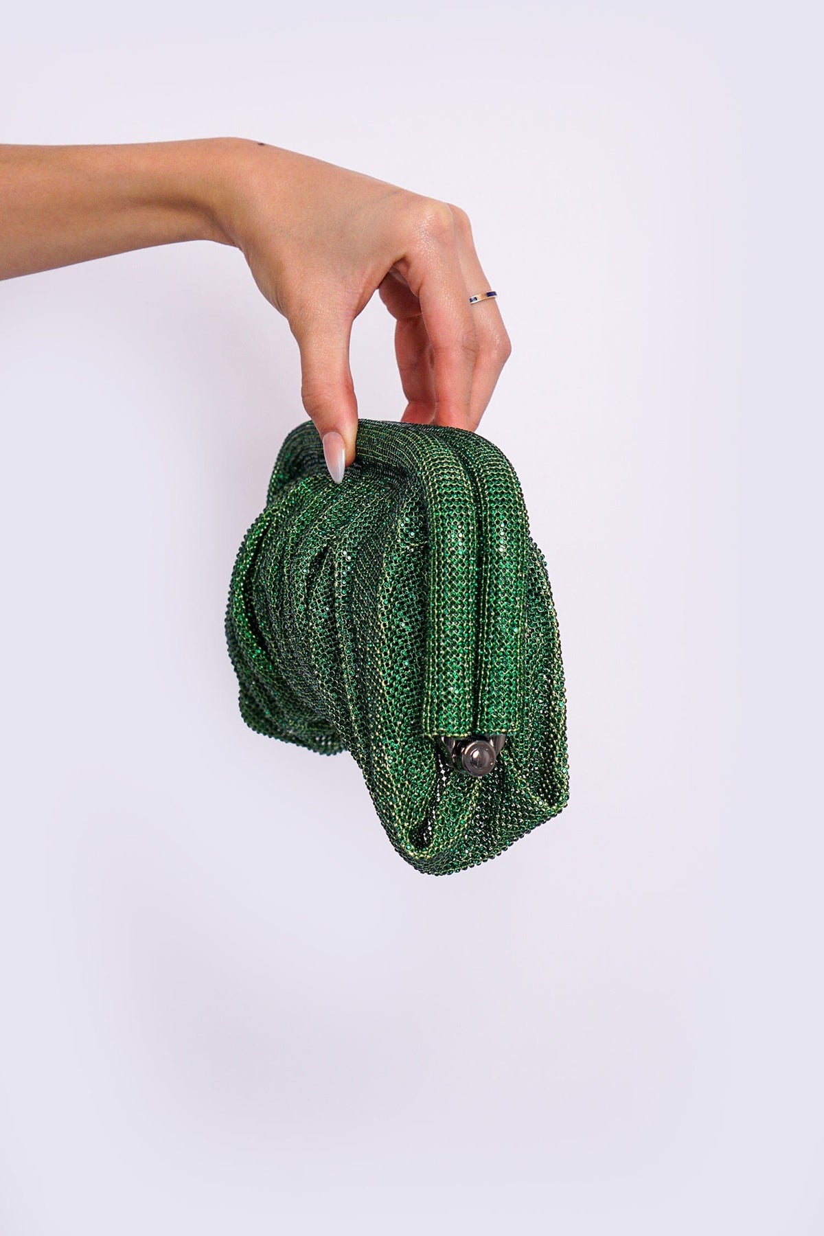 DCD HANDBAGS Green Rhinestone Irina Evening Bag