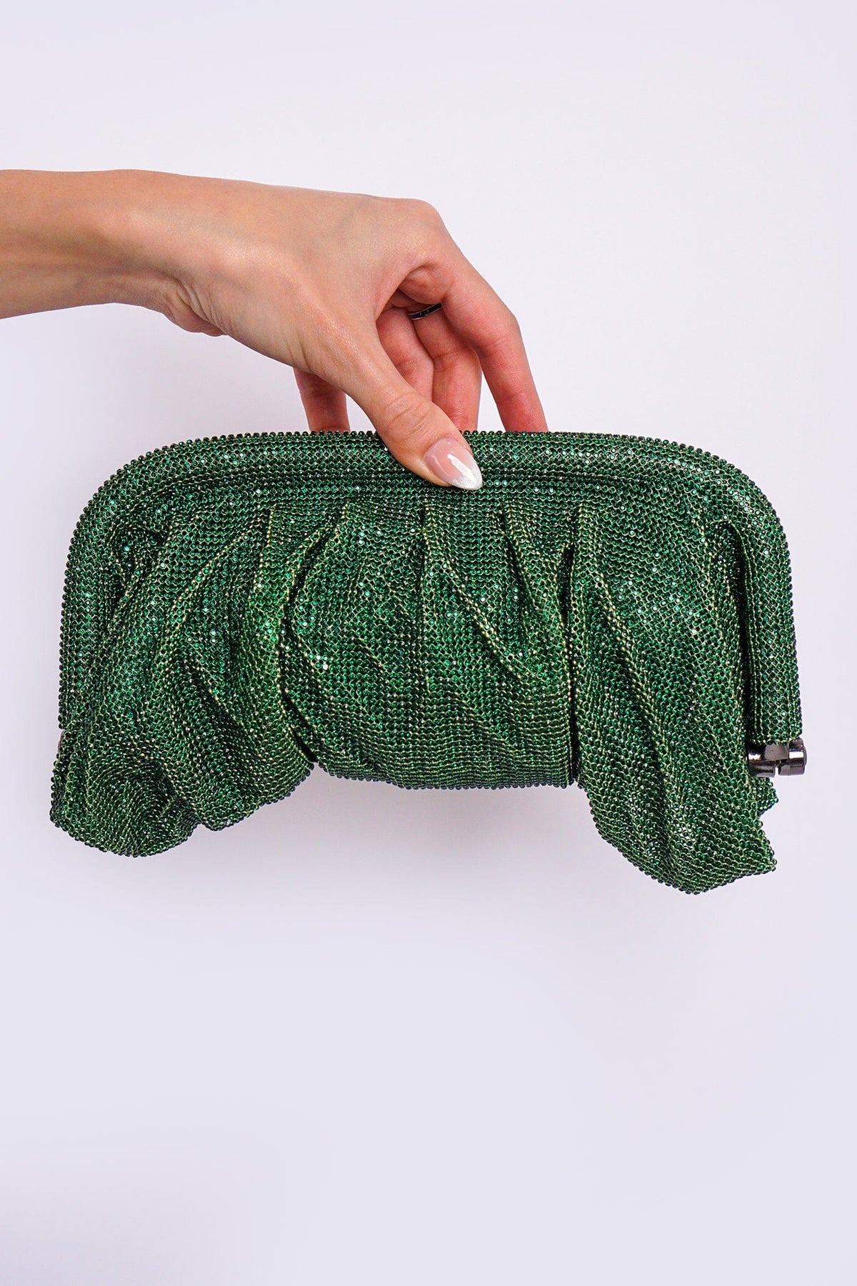 DCD HANDBAGS Green Rhinestone Irina Evening Bag