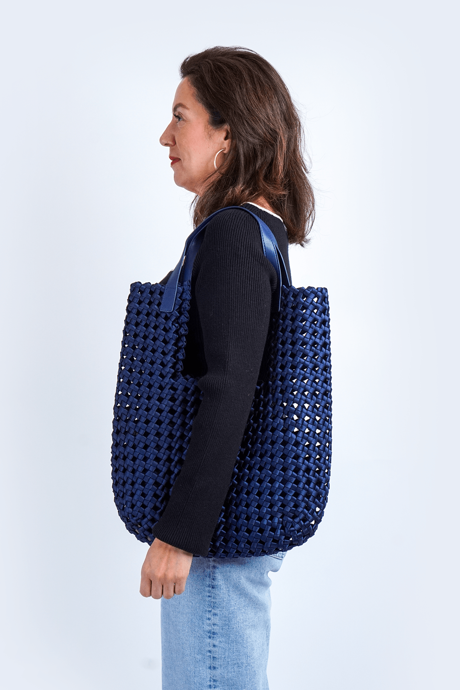 DCD HANDBAGS Navy Crochet Bag