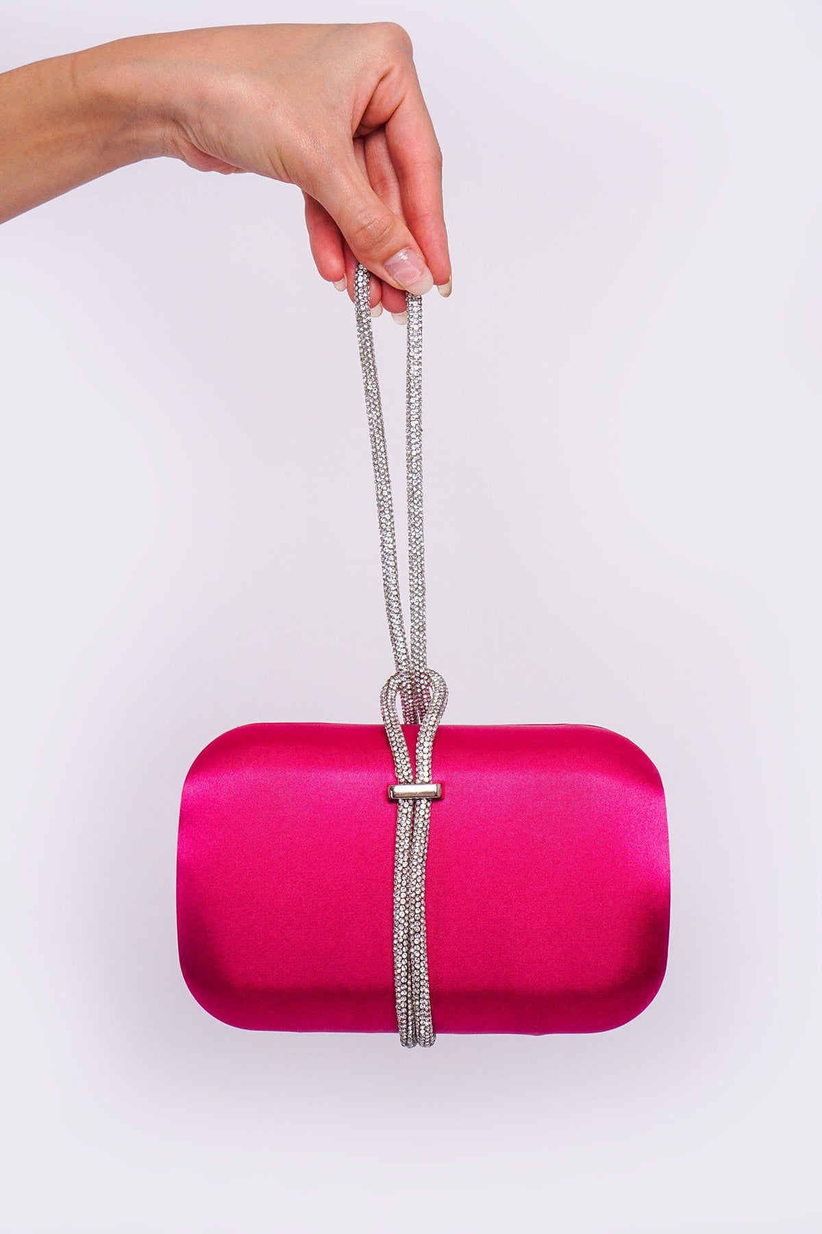 DCD HANDBAGS Pink Rhinestone Loop Clutch