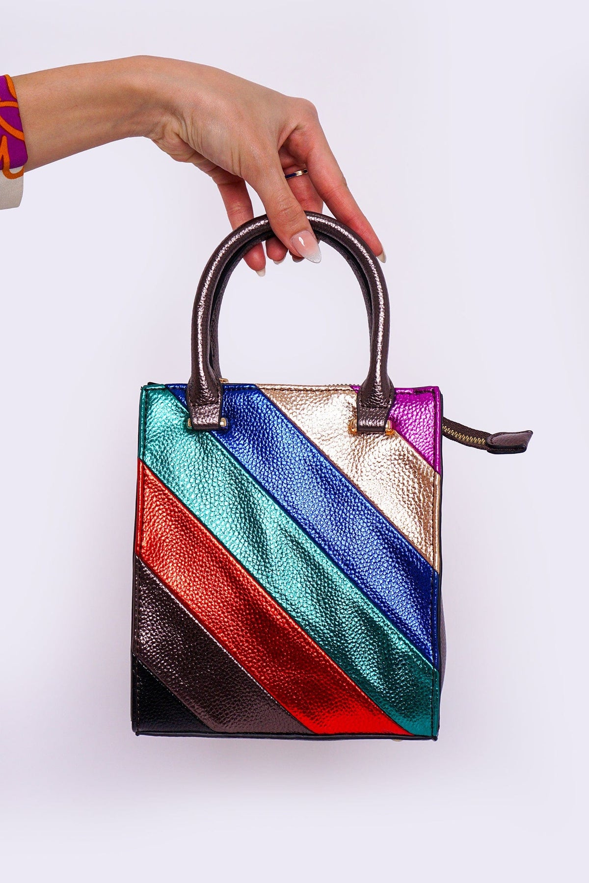 DCD HANDBAGS Rainbow Striped Purse