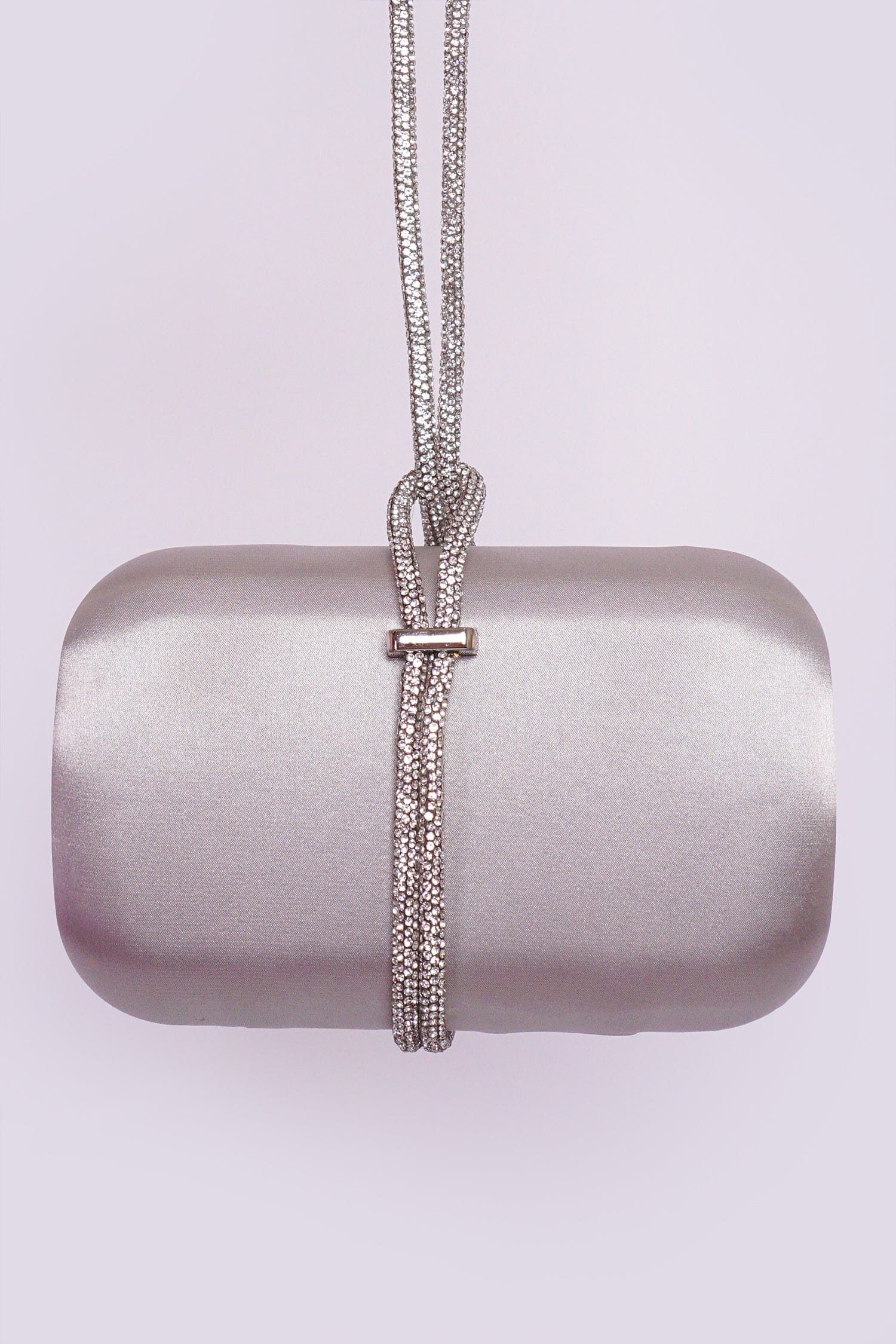 DCD HANDBAGS Silver Rhinestone Loop Clutch