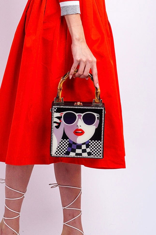 DCD HANDBAGS Sunglasses Lady Bamboo Checkered Handle Bag