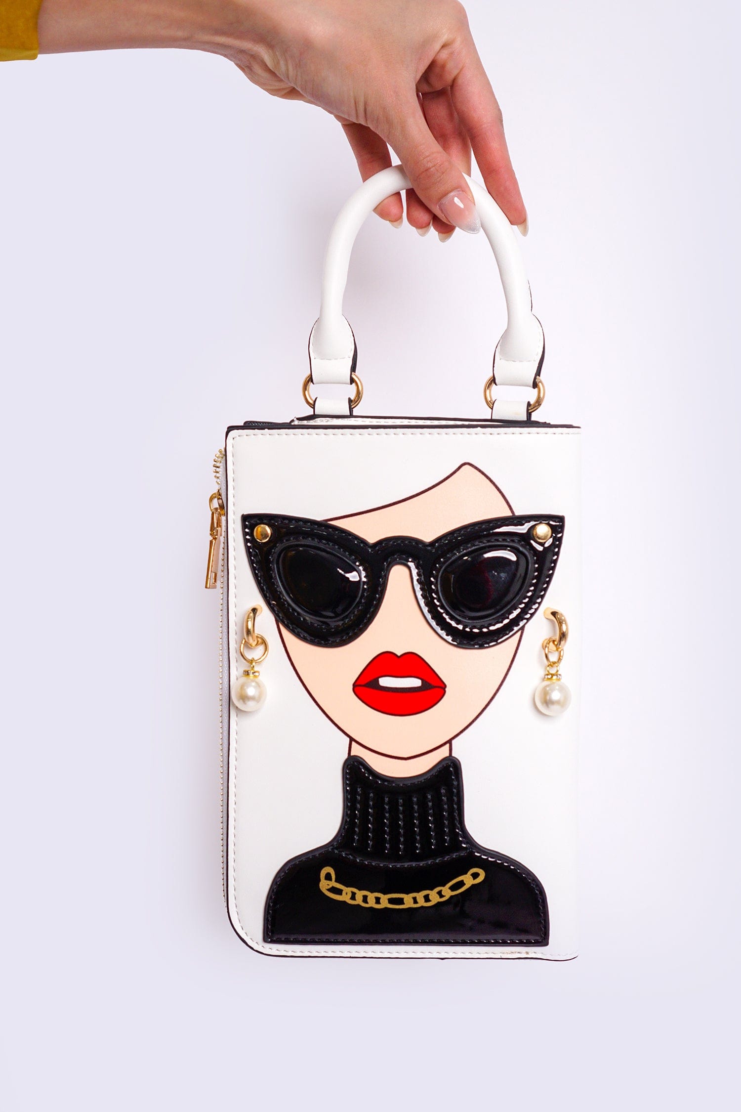 DCD HANDBAGS White Pearl Earrings Girl Handbag