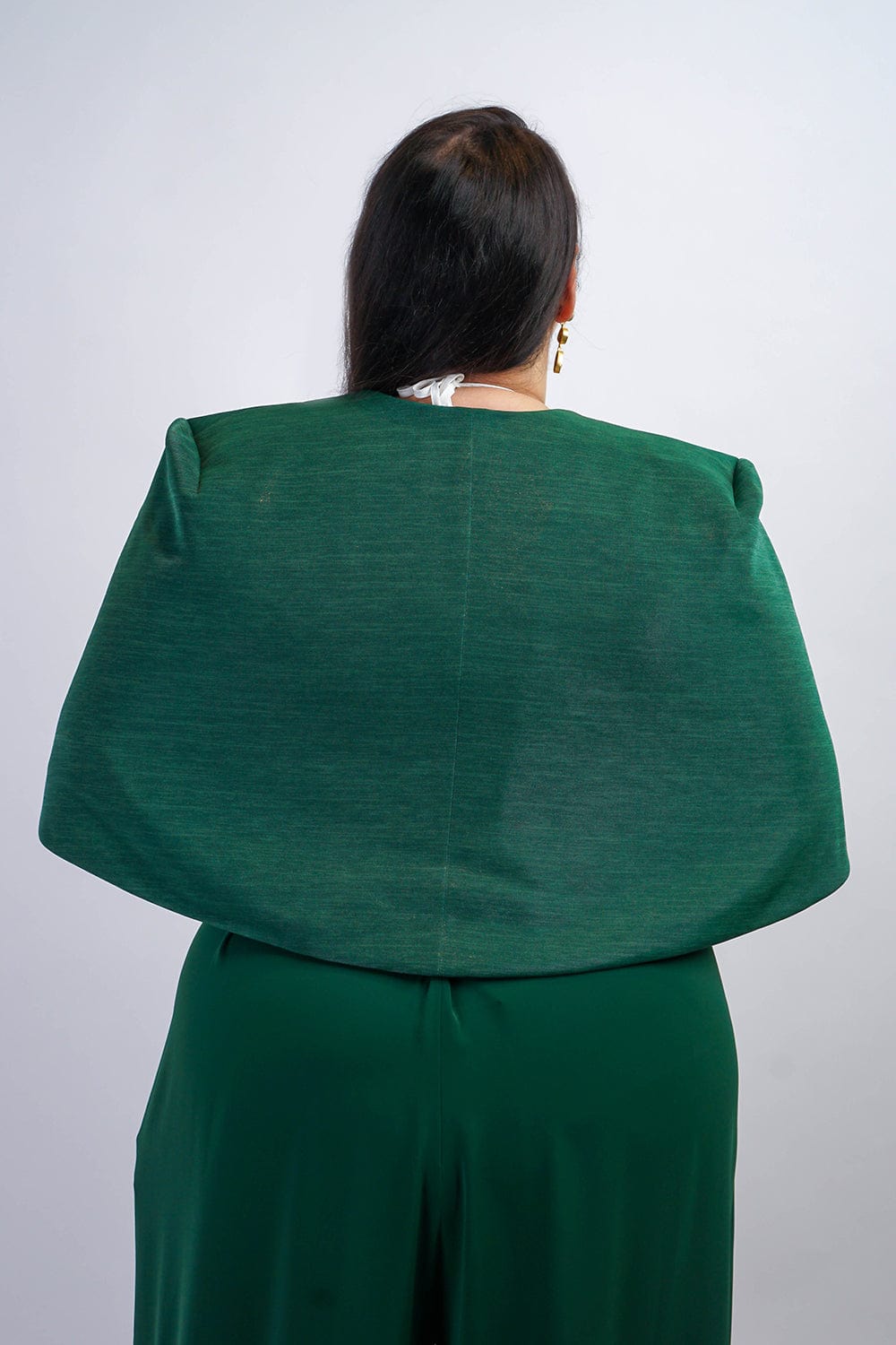 Chloe Dao JACKETS Green Luxe Sheen Short Cape Jacket