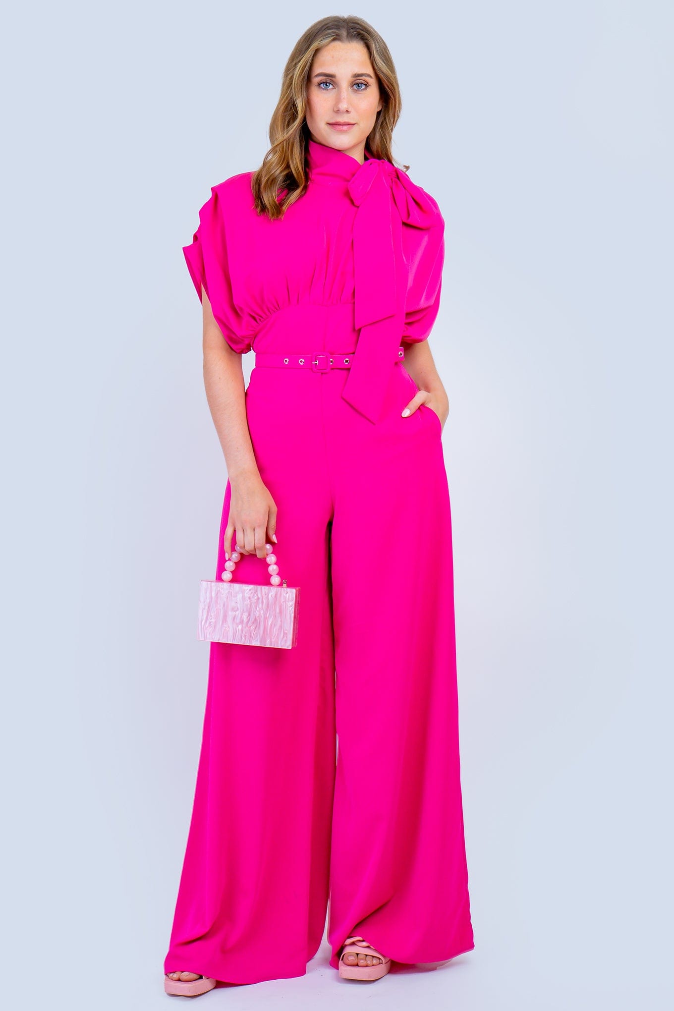 DCD JUMPSUITS Fuchsia Mock Empire Jumpsuit