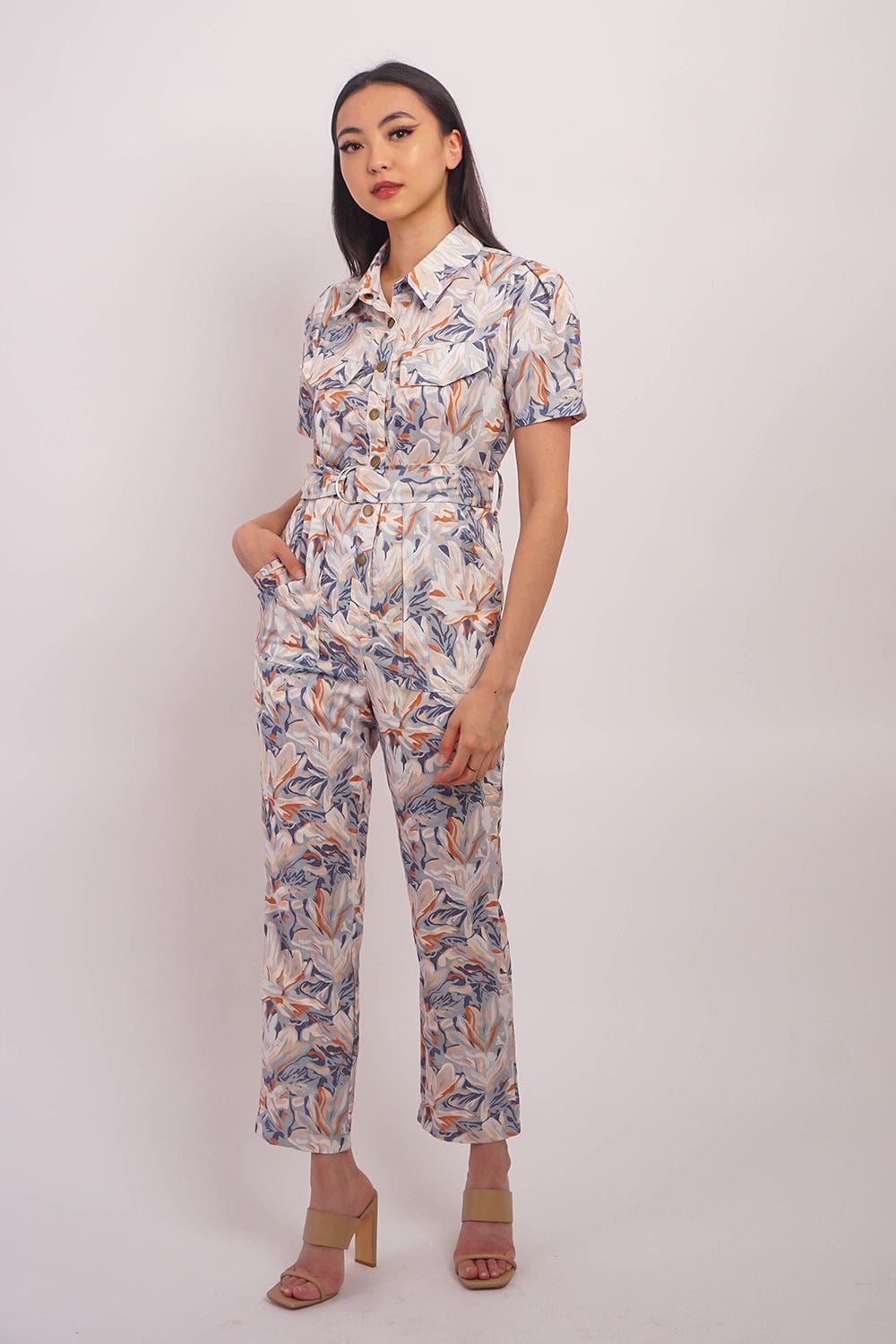 DCD Jumpsuits &amp; Rompers Floral Dusty Blue Jumpsuit