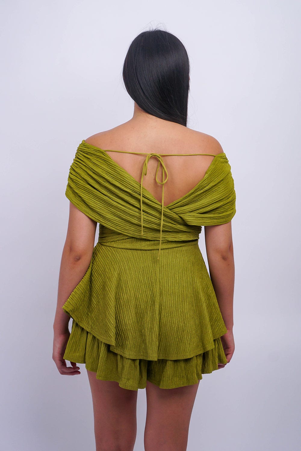 DCD JUMPSUITS &amp; ROMPERS Off Shoulder Green X Dressy Romper