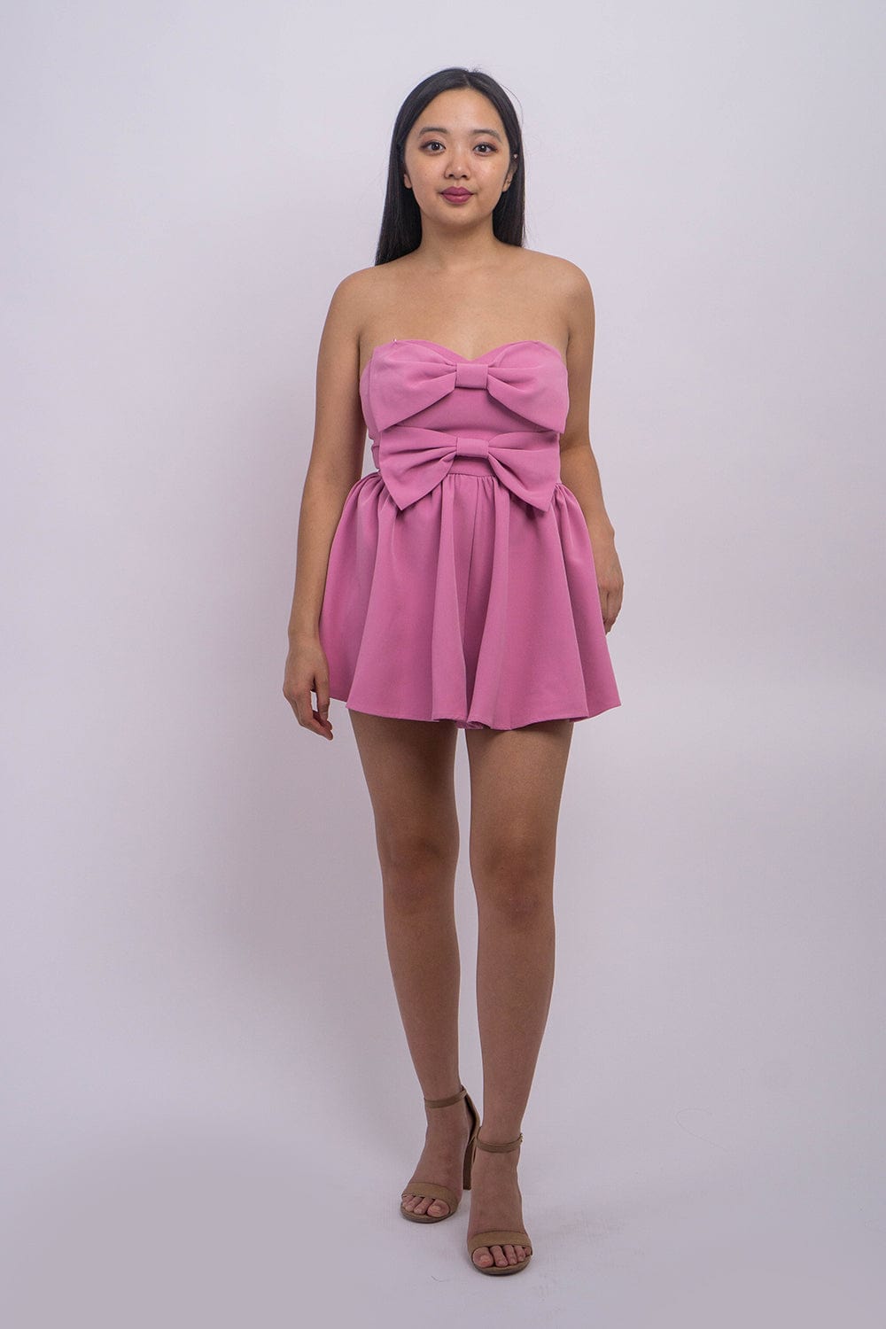 DCD JUMPSUITS &amp; ROMPERS Sweet Pink Bow Strapless Romper