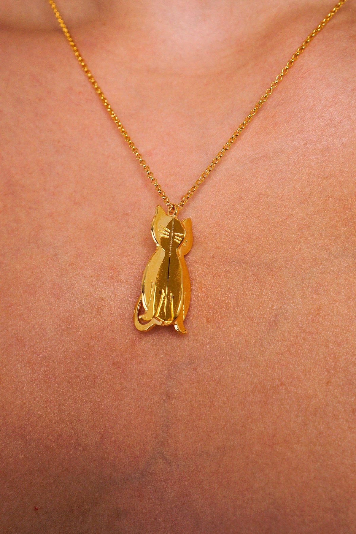 DCD NECKLACES Cat Necklace In Bronze And Brass Gold Plated