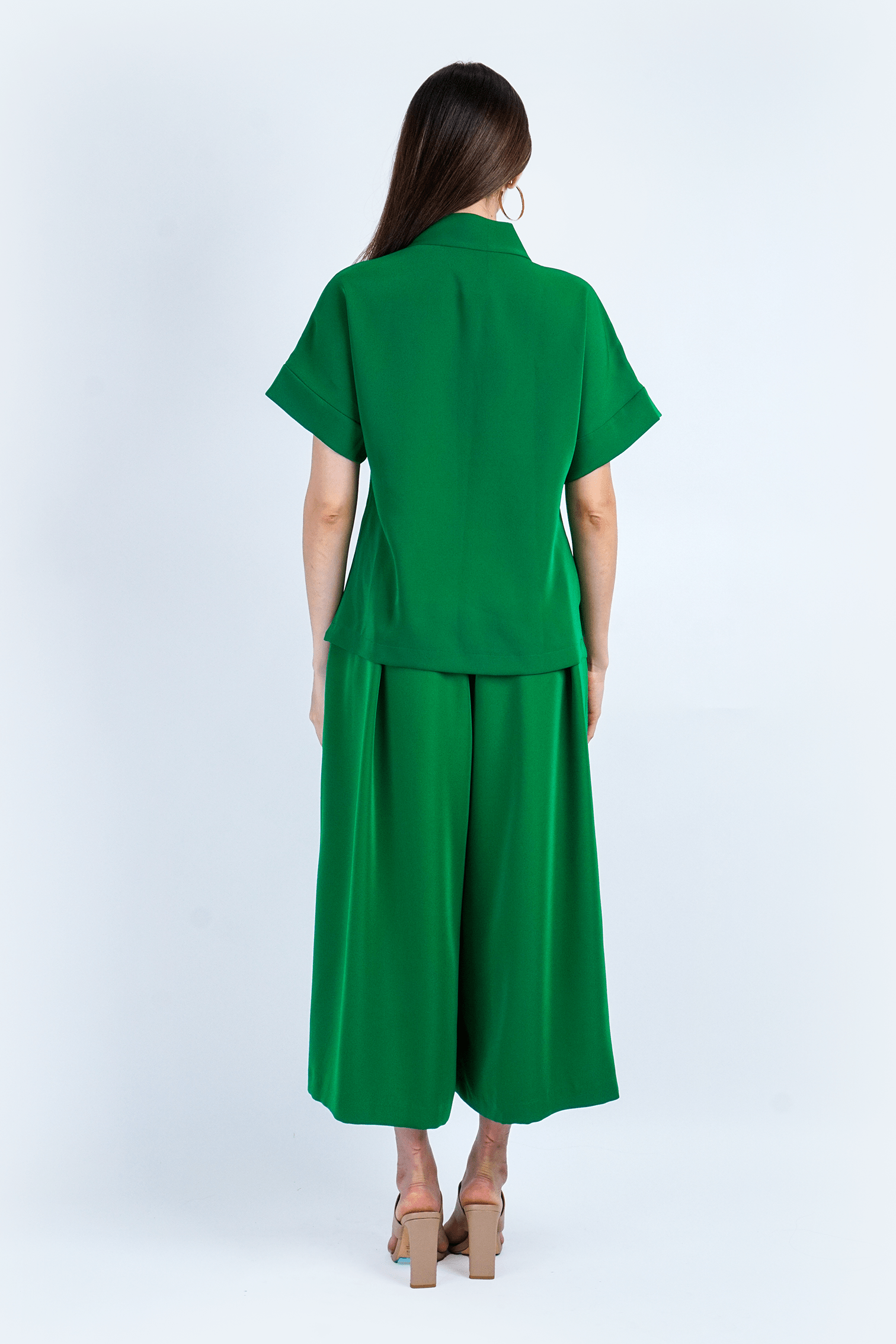 Chloe Dao PANTS Green Pleated High Waist Wide Leg Kira Pants