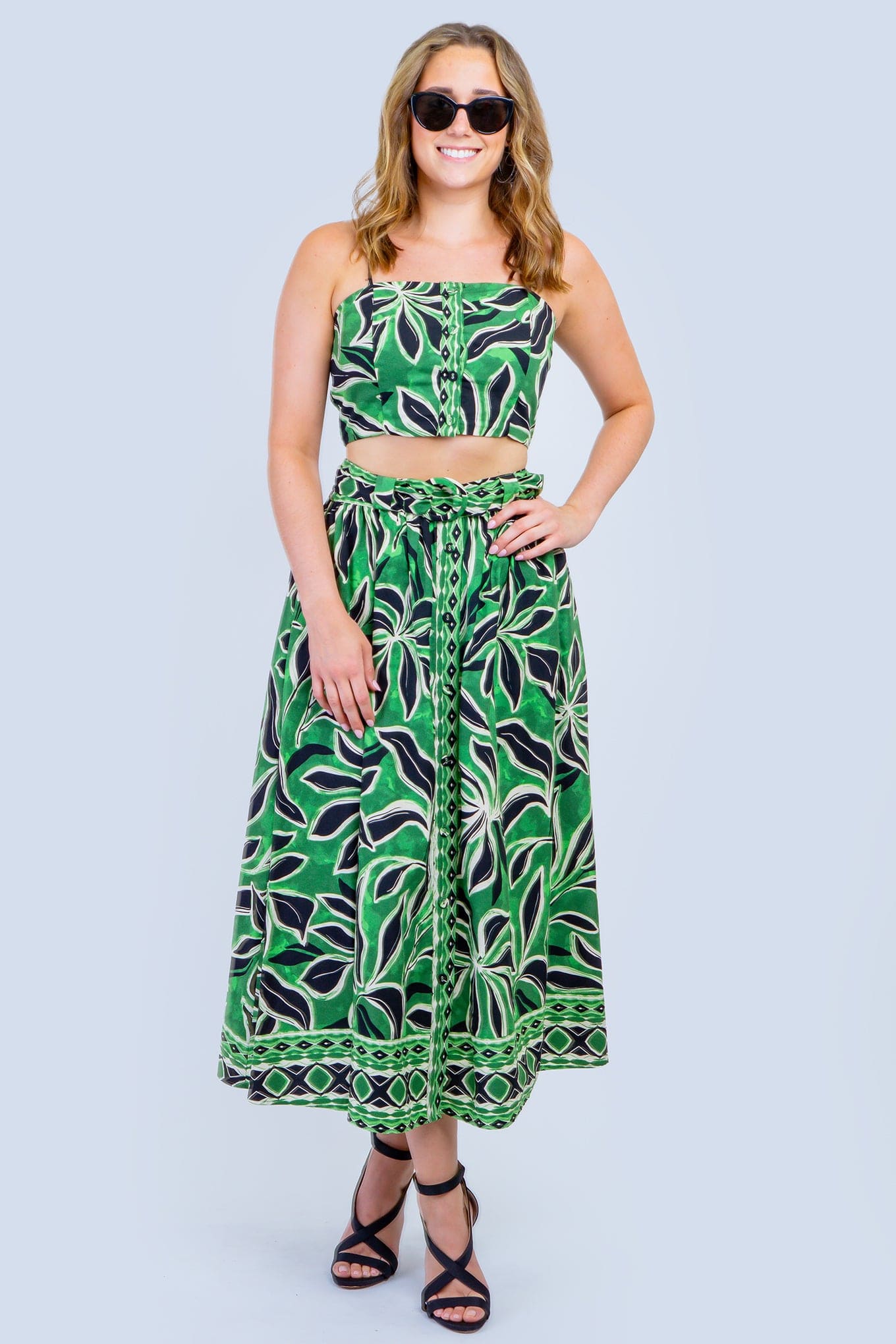 DCD SKIRTS Banana Palm Straps Top and Skirt Set