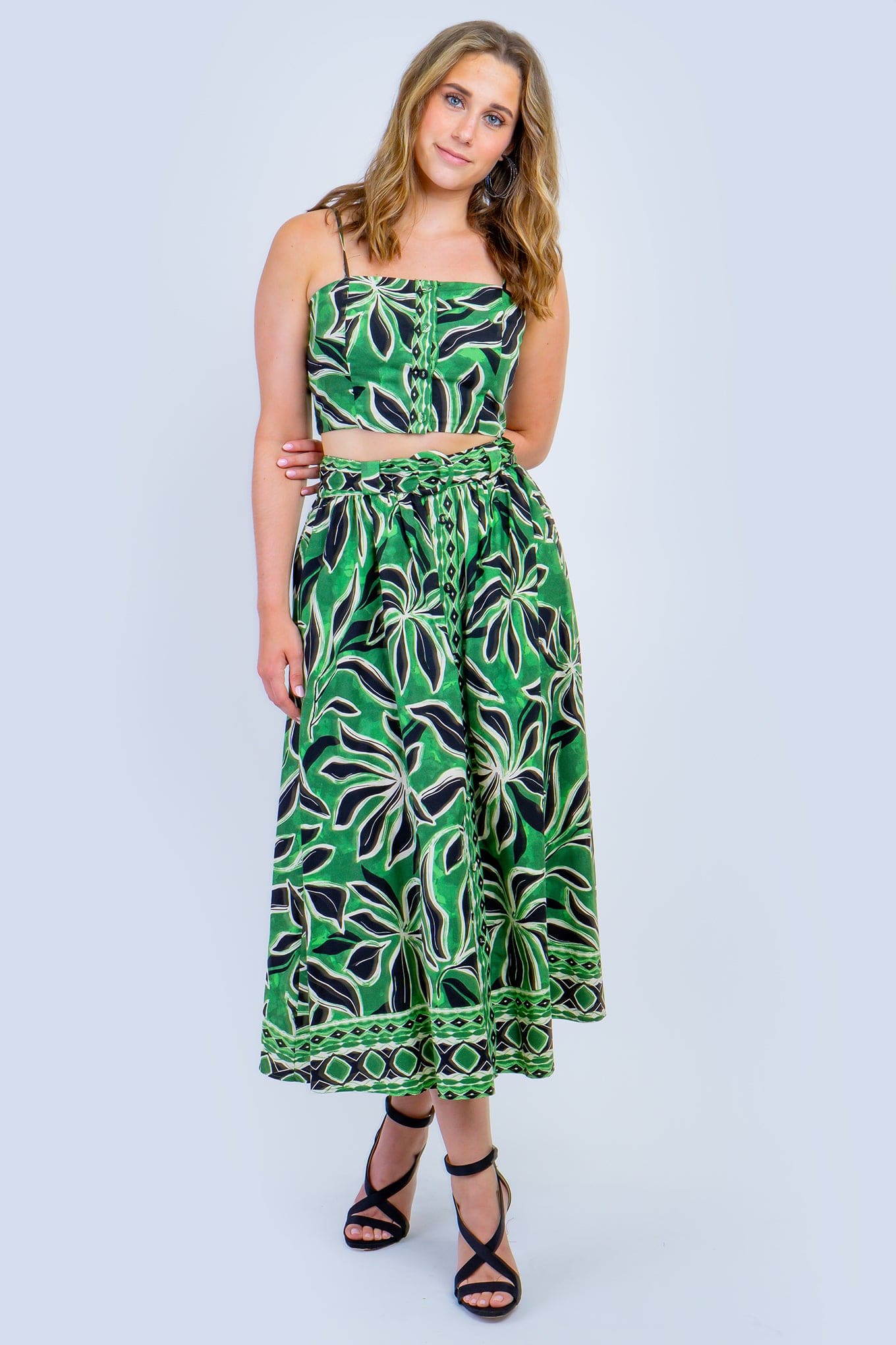 DCD SKIRTS Banana Palm Straps Top and Skirt Set