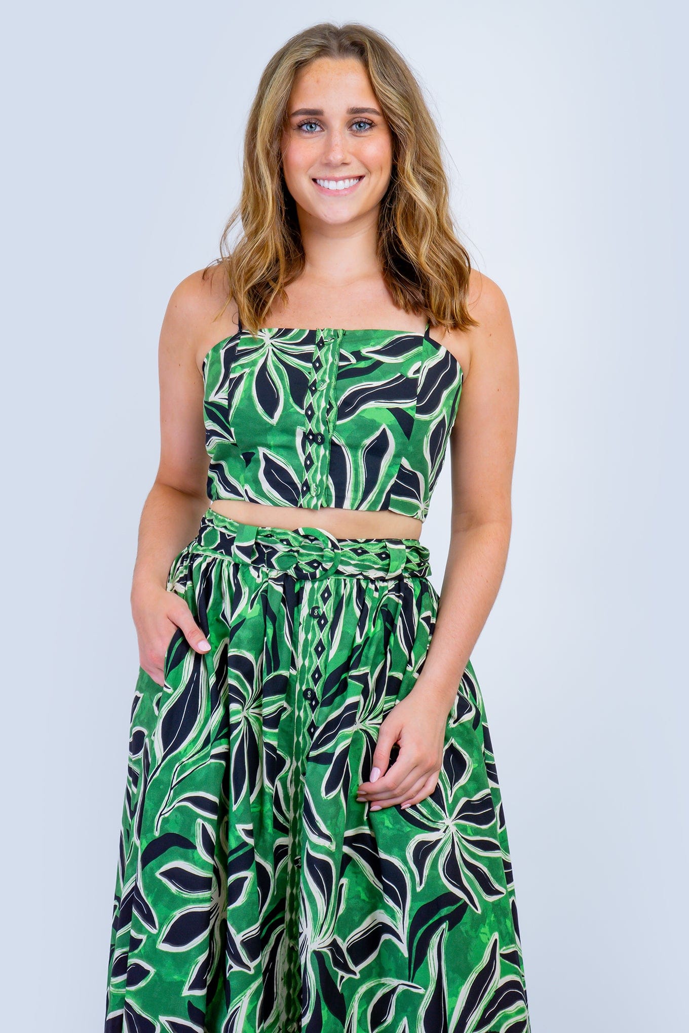 DCD SKIRTS Banana Palm Straps Top and Skirt Set