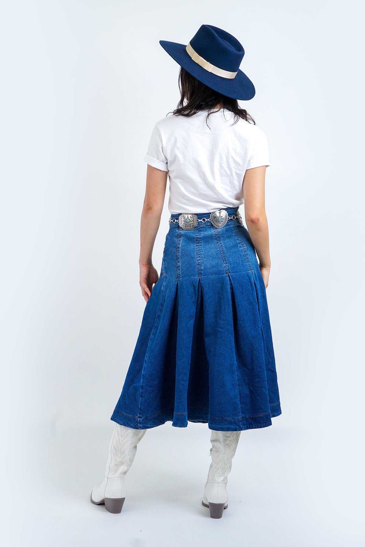 Chloe Dao Boutique SKIRTS Denim Skirt Flare Pleat Bottom