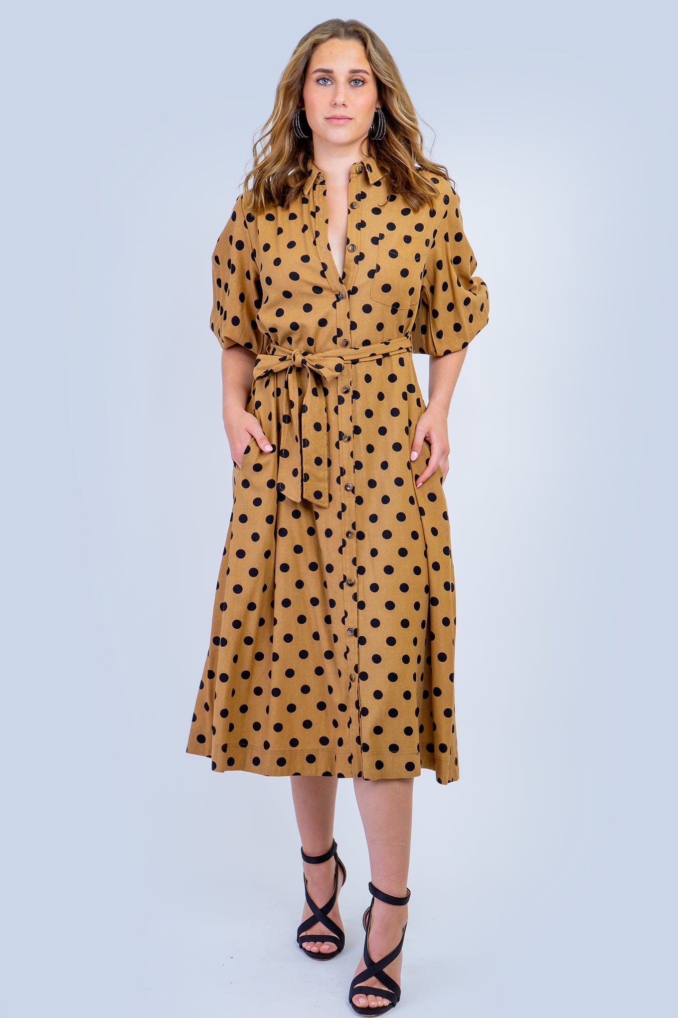 DCD SKIRTS Mocha Black Polka Dot Dress