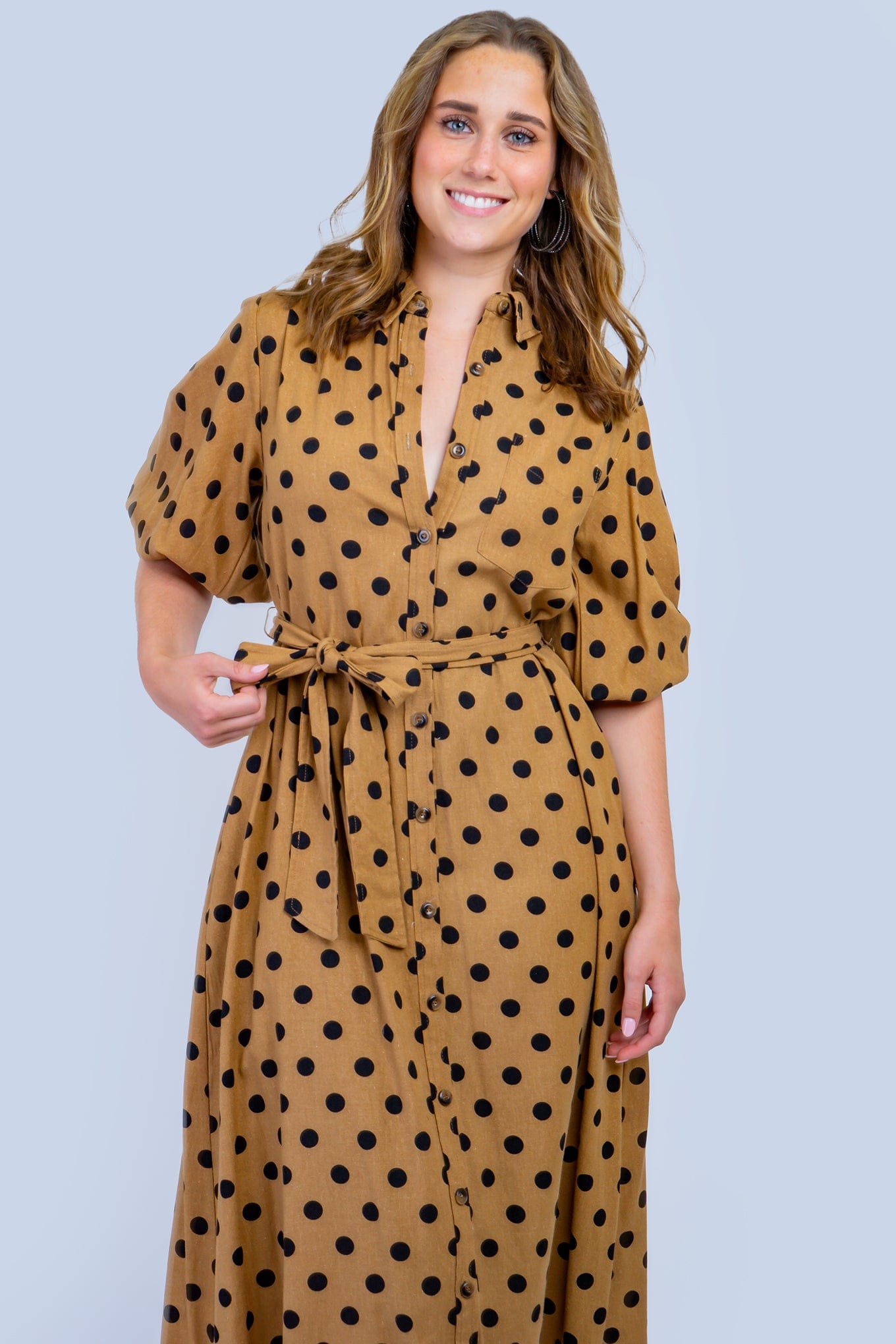 DCD SKIRTS Mocha Black Polka Dot Dress