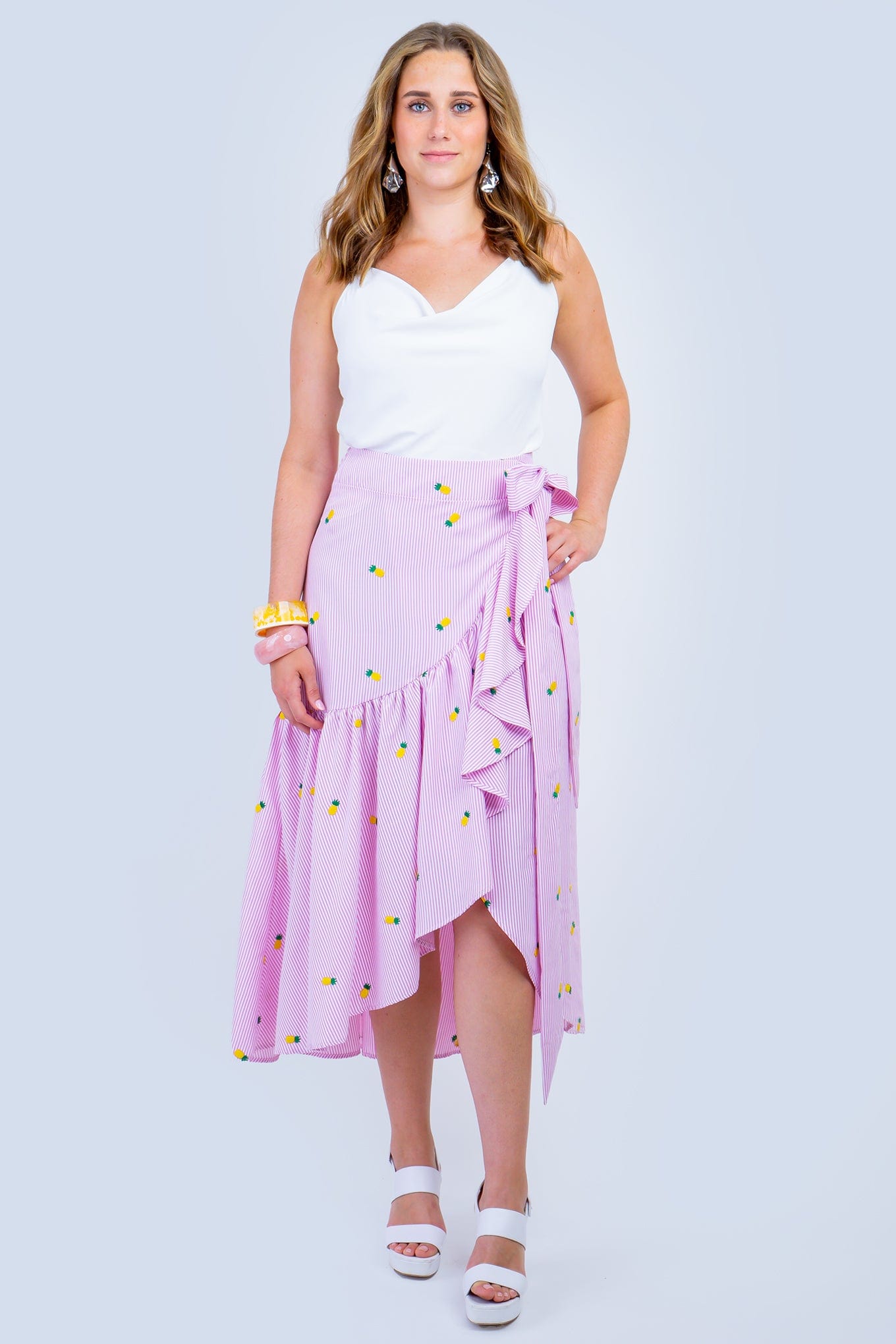 DCD SKIRTS Pink Pineapple Wrap Skirt