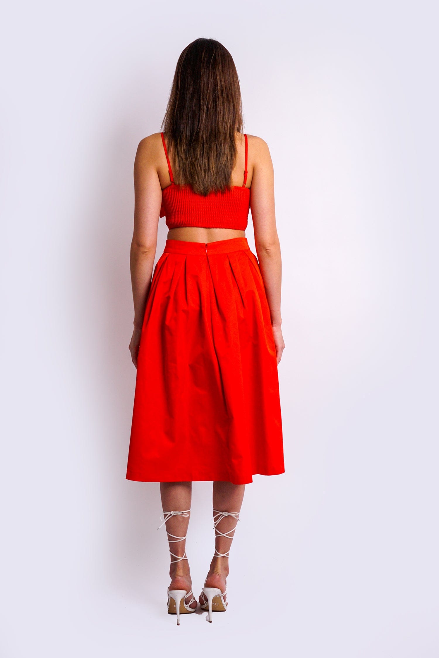 DCD SKIRTS Red 3D Flora Top And Skirt Set