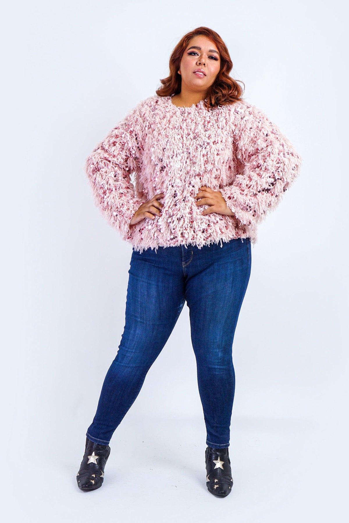 Pink sequin sweater hotsell