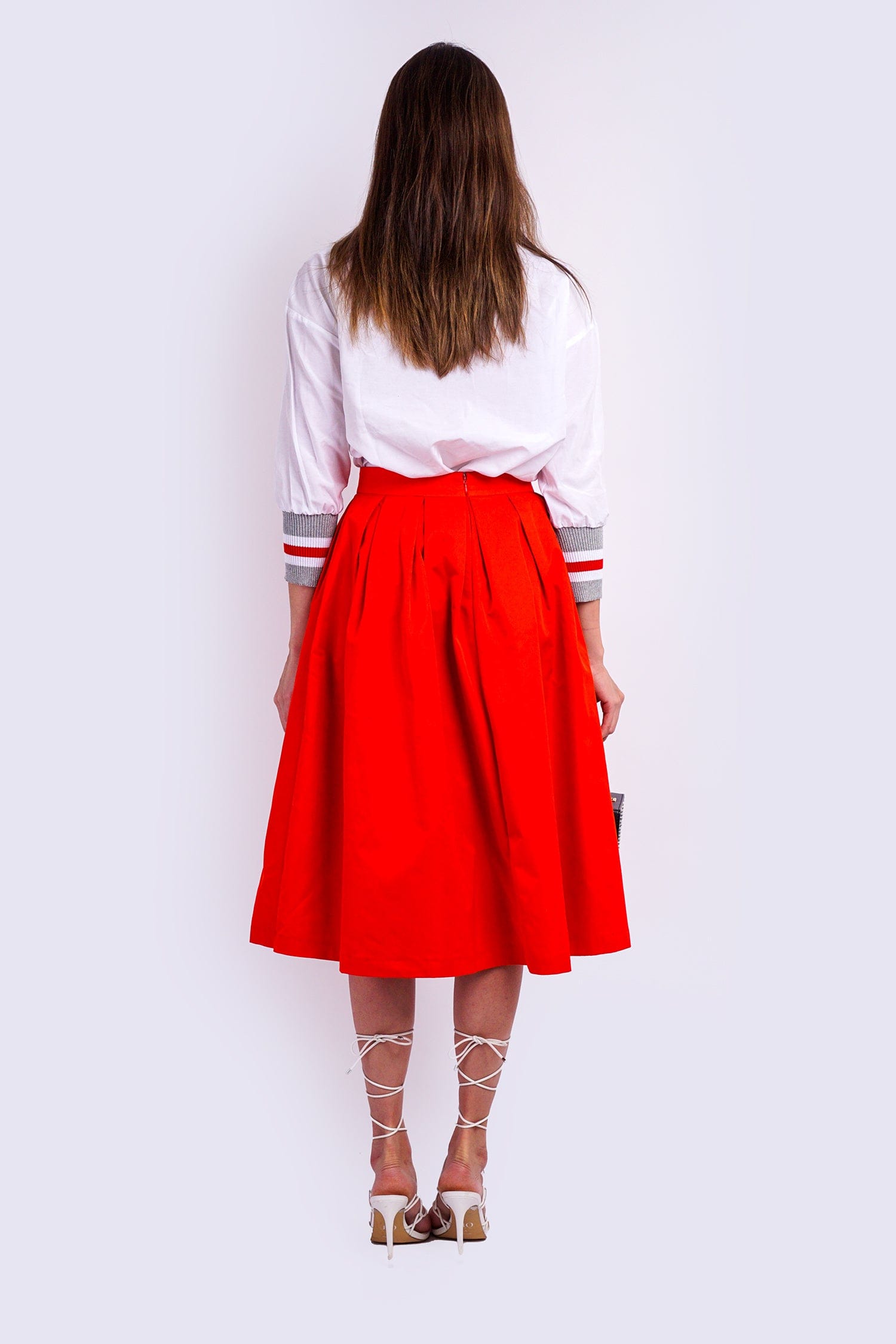 DCD Top Red Stripe Knit Yoke Dress Shirt