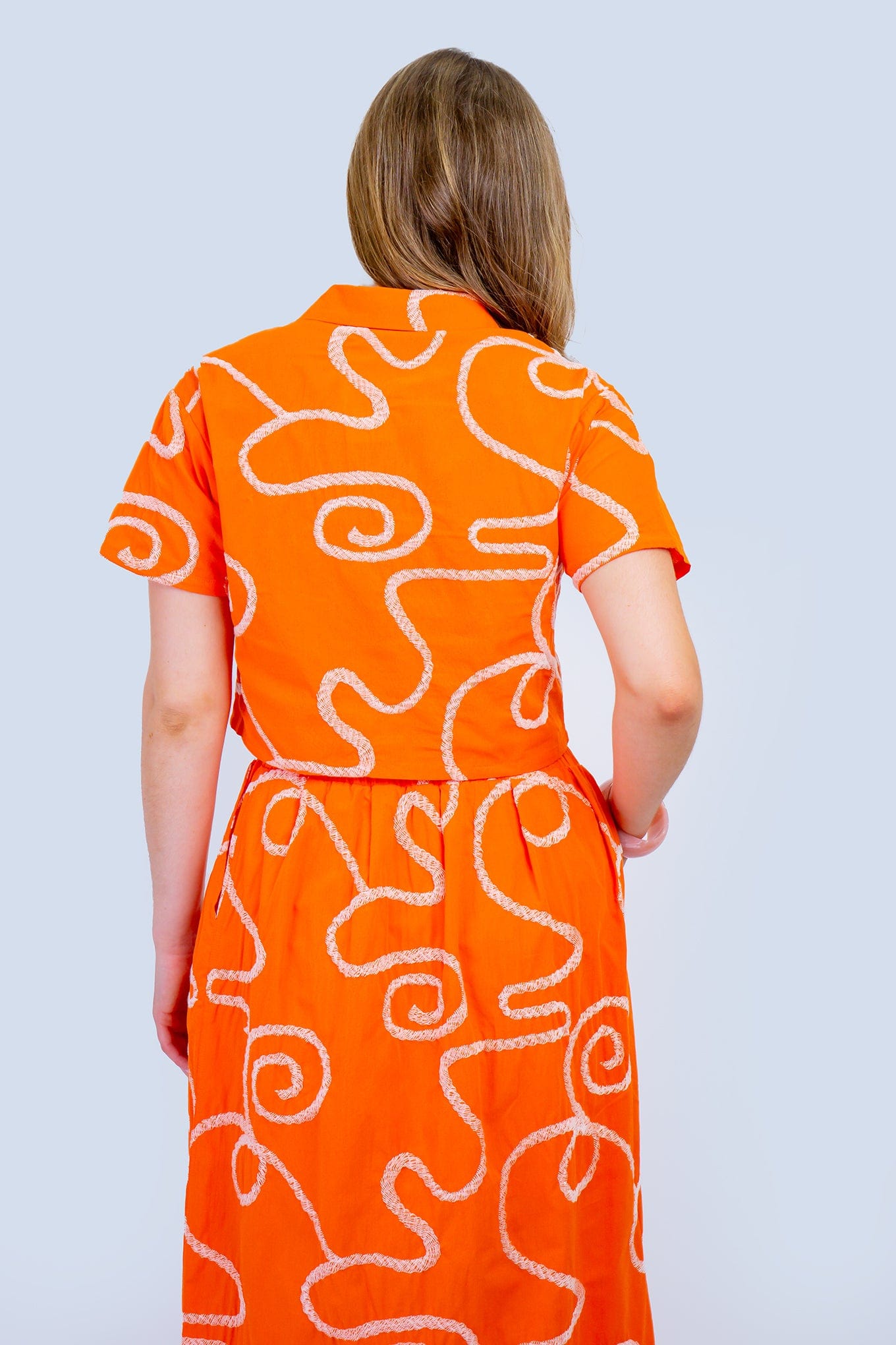 DCD TOPS Beige Swirls Orange Top