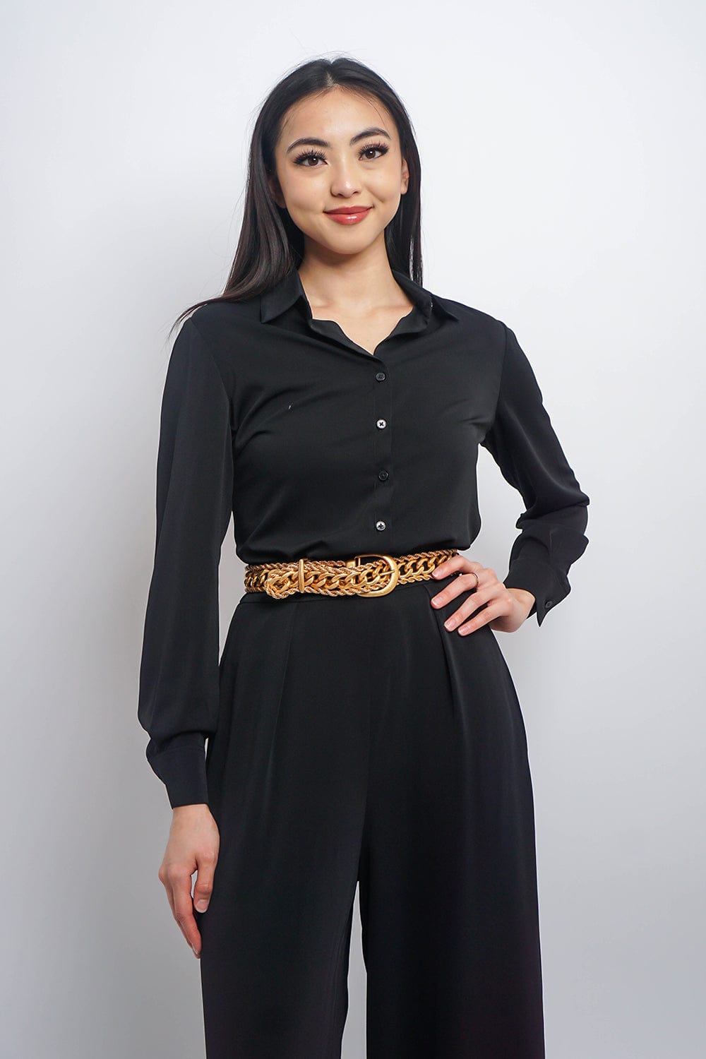 Chloe Dao TOPS Black Button Up Jennifer Dress Shirt