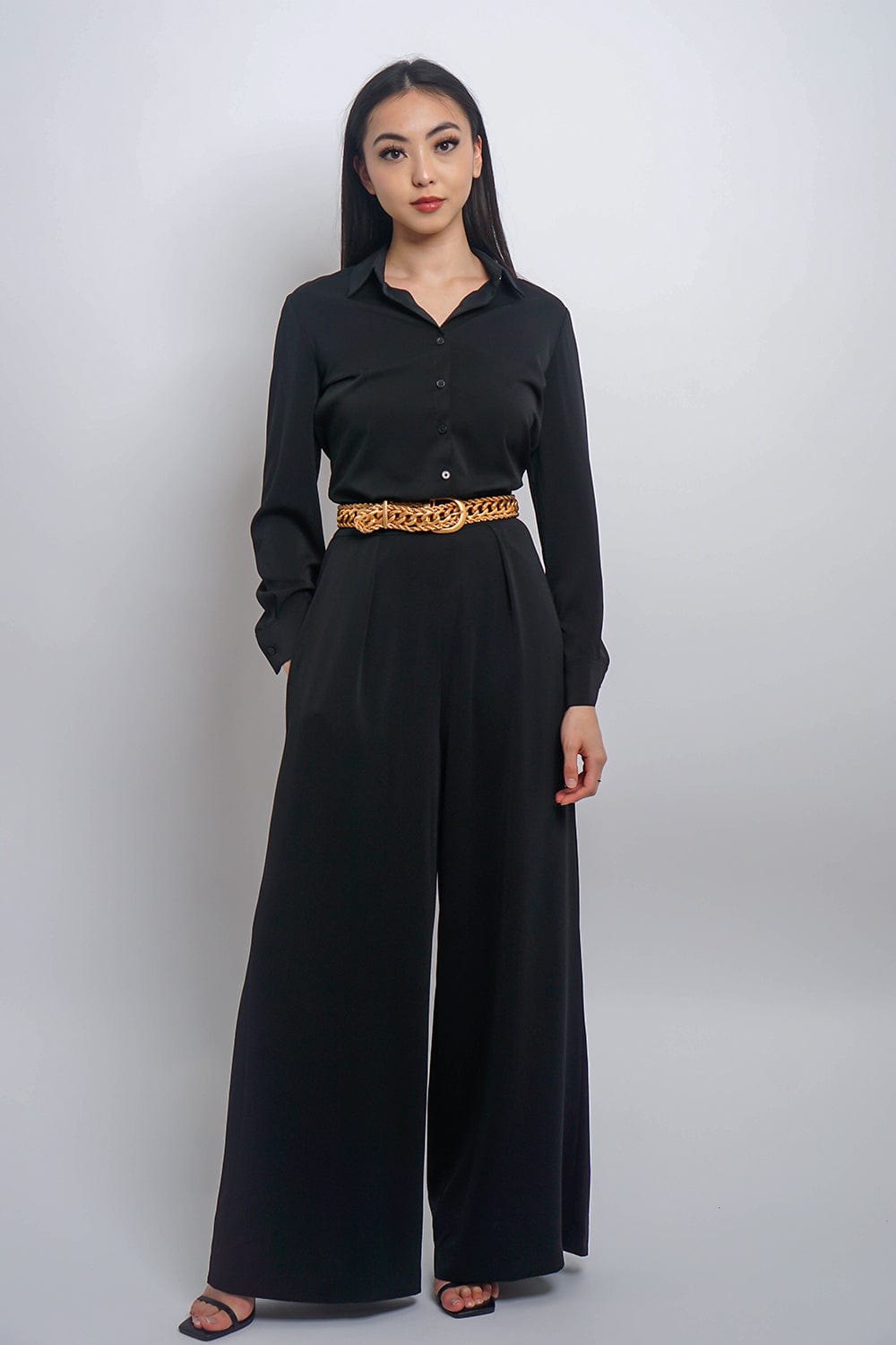 DCD TOPS Black Button Up Jennifer Dress Shirt