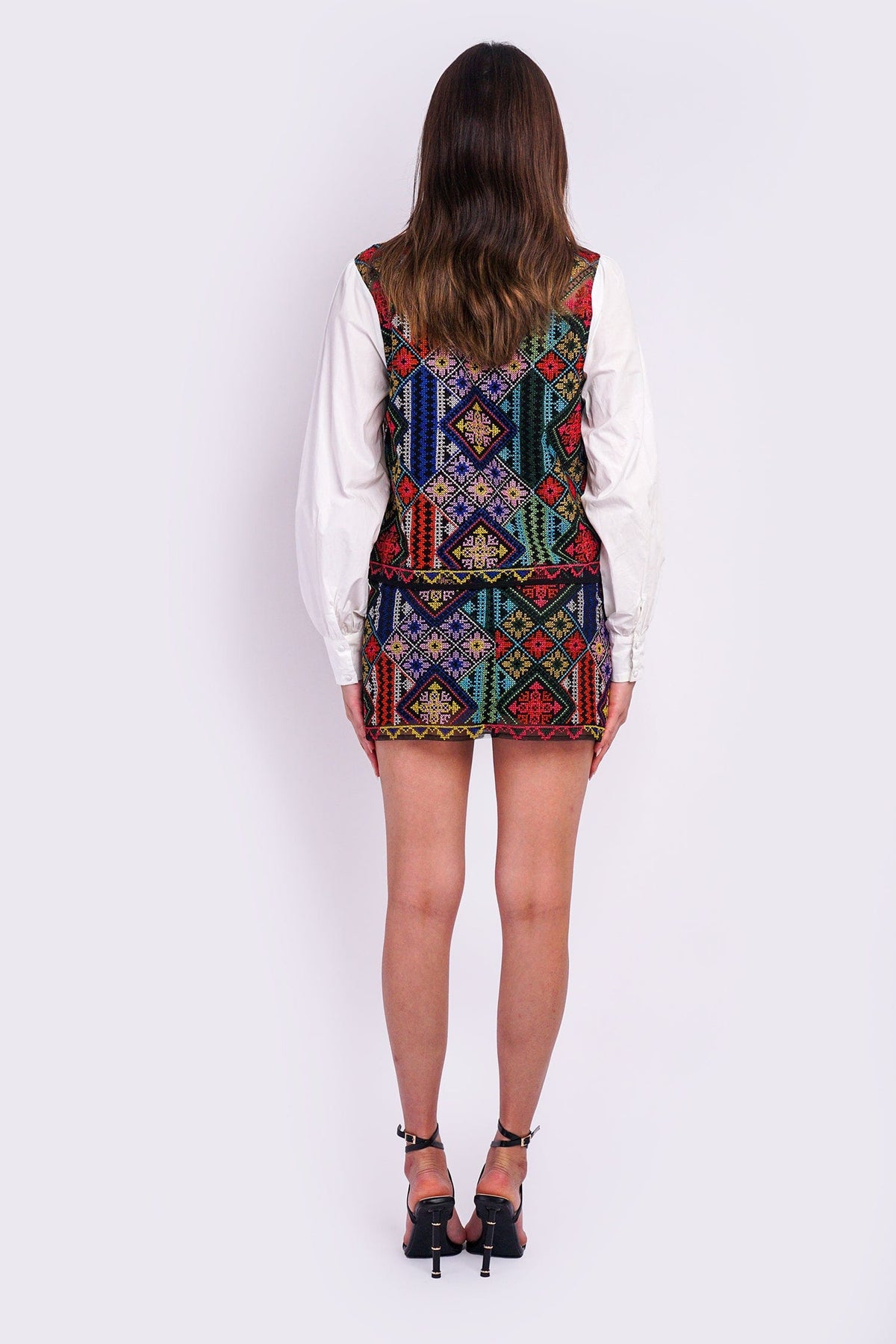 DCD TOPS Black Multi Embroid Mini Skirt