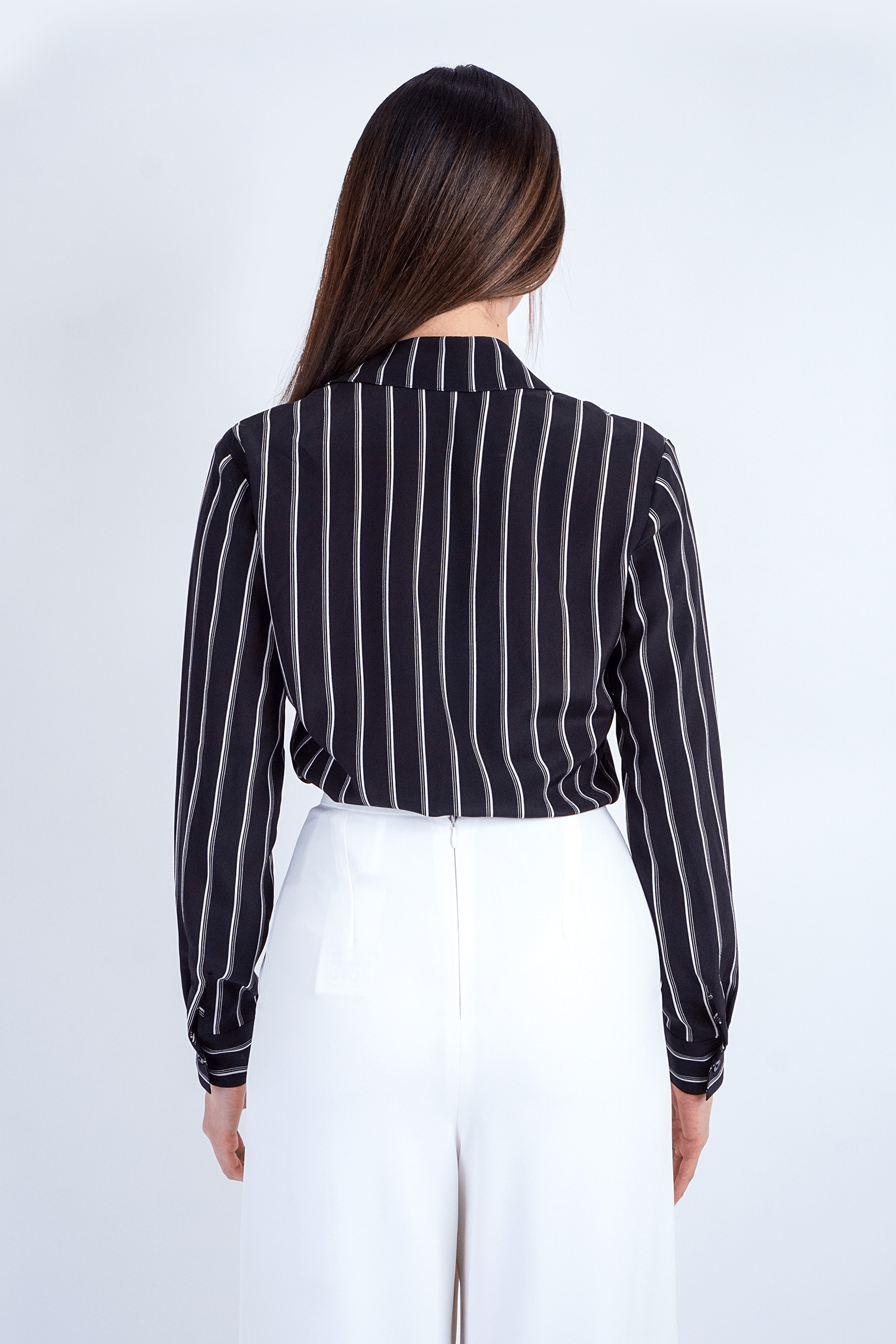 Chloe Dao TOPS Black Stripe Button Up Jennifer Dress Shirt