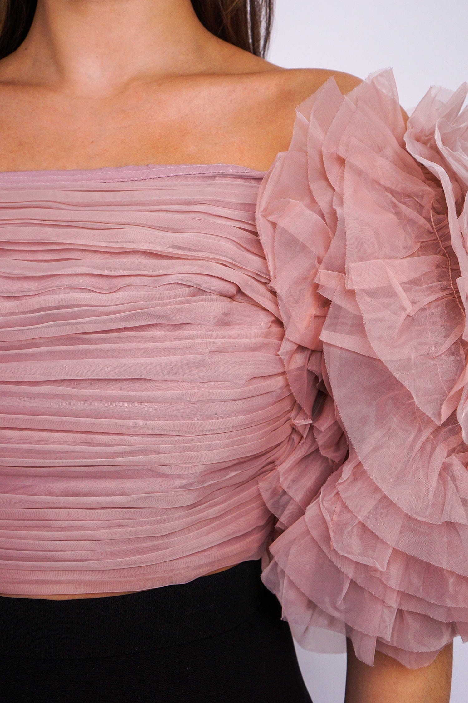 strapless pink shirt